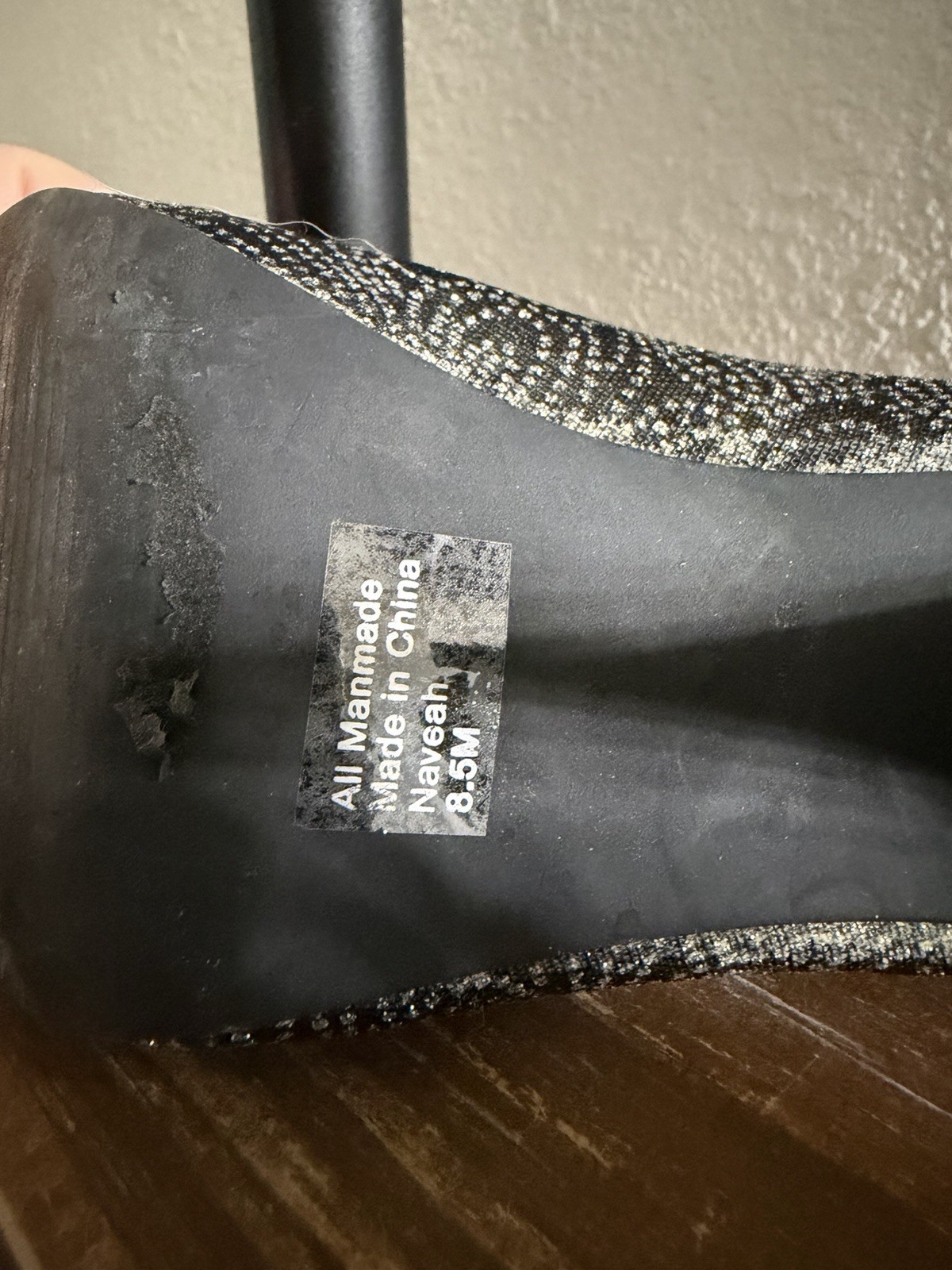 Women’s Black/Silver Glitter Peep Toe Stiletto Pumps Slip On Synthetic 8.5