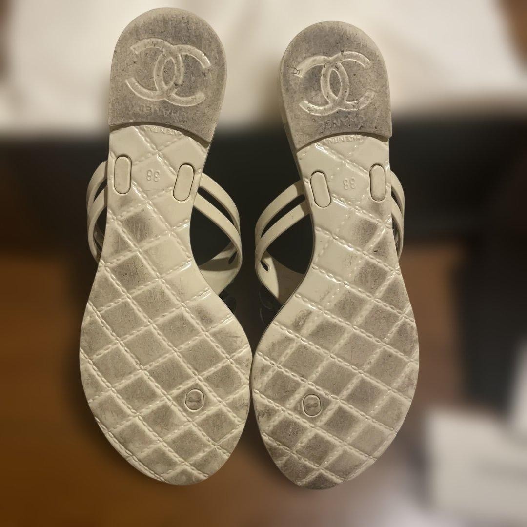 CHANEL Beach Sandals Size 38 23.5cm Excellent Condition with Box