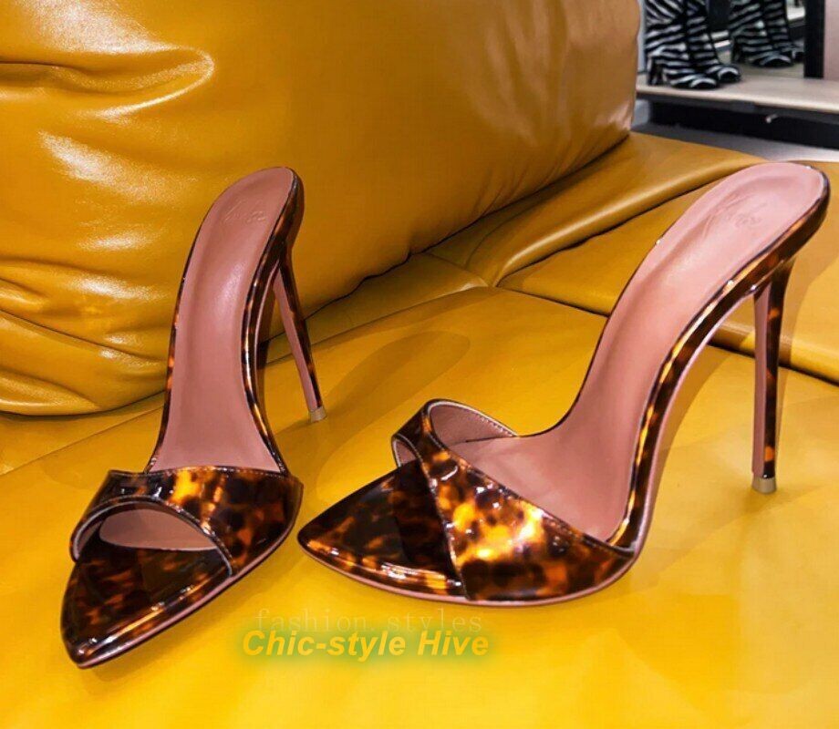 Feminine and Unique Super High Heels Summer Black Gold Red Metal Thin High Heels
