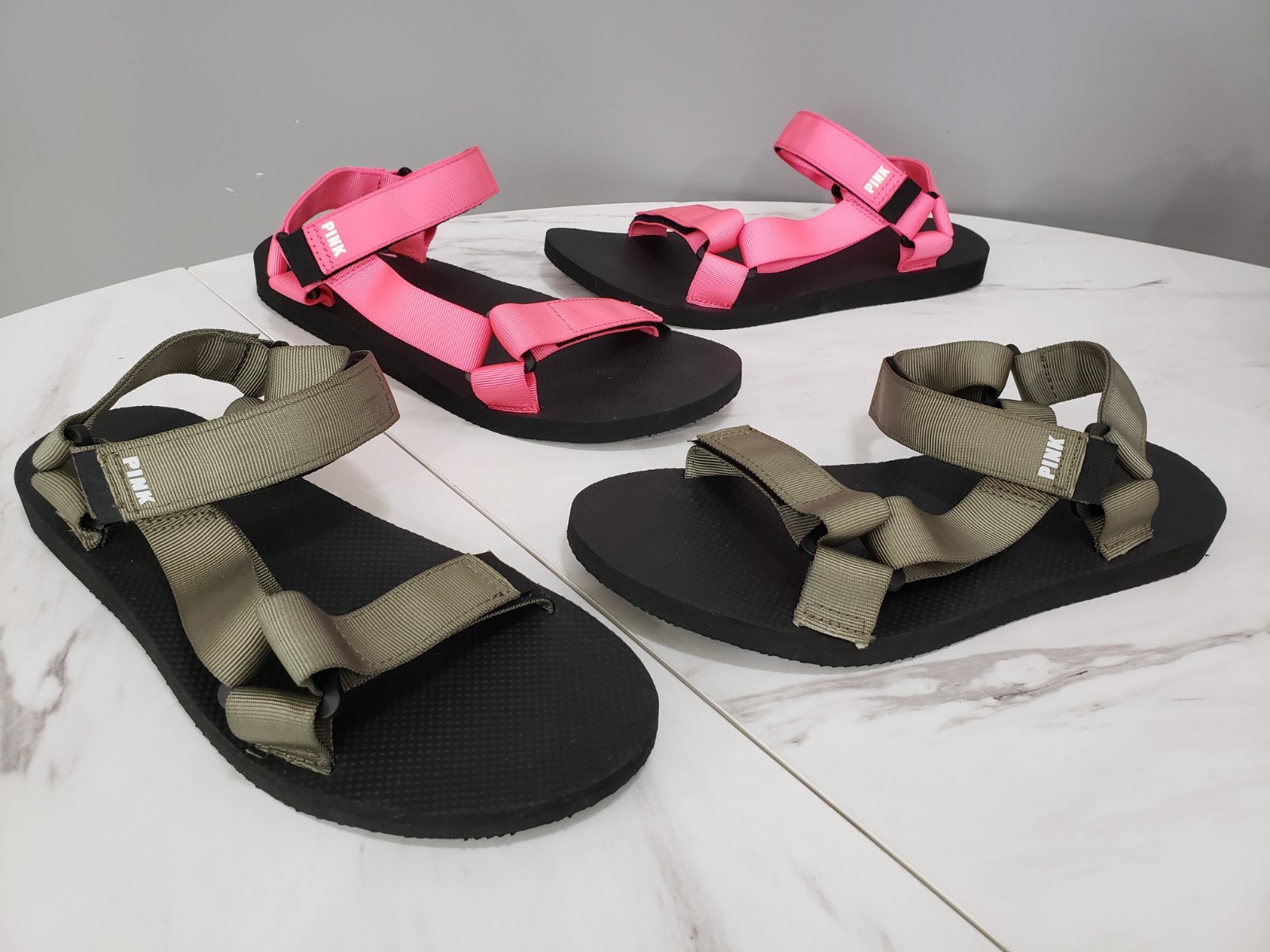 LOT 2 Victoria’s Secret Pink Women’s Size LARGE 9/10 Strappy Sports Sandal