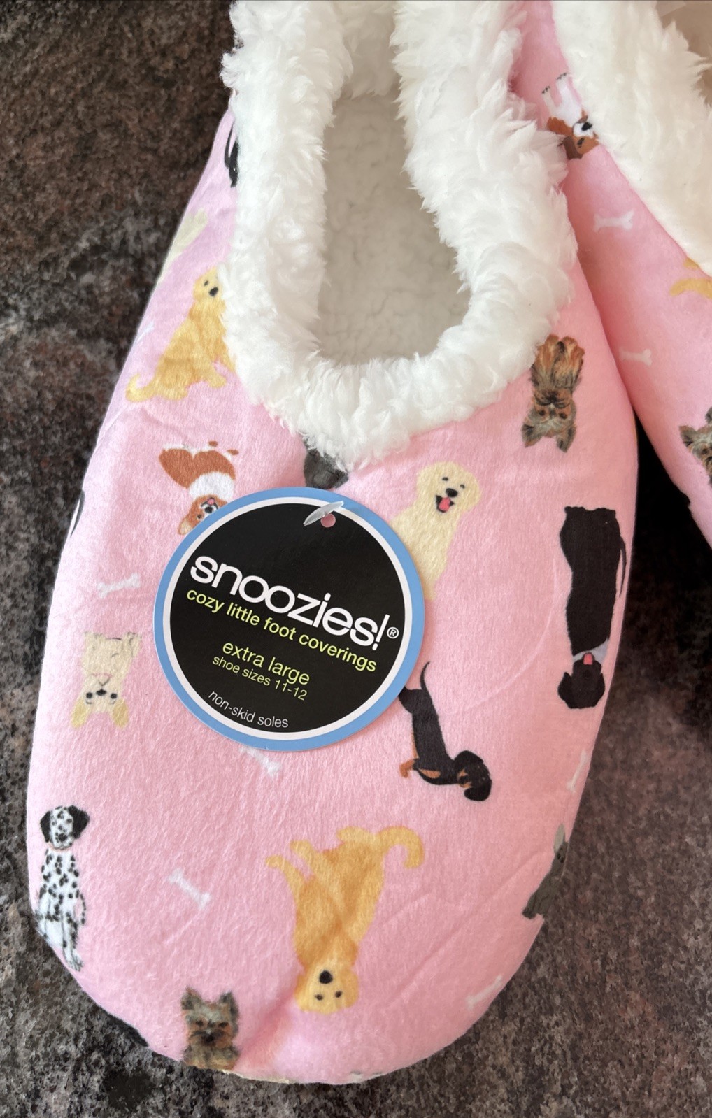 XL 11-12 Snoozies Pink Dogs Puppies Lab Corgi Pets Soft Slippers Shoes Women NEW