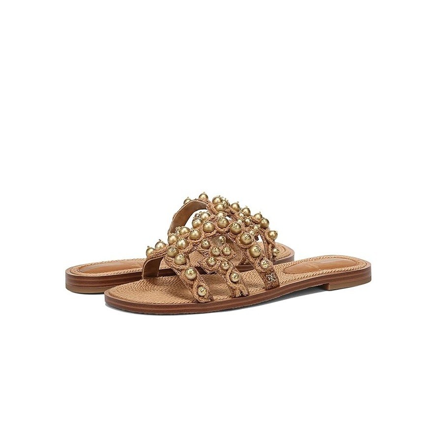 Sam Edelman Womens 9 M Gold Bay Soleil Strappy Slip On Flat Sandals NIB PF7