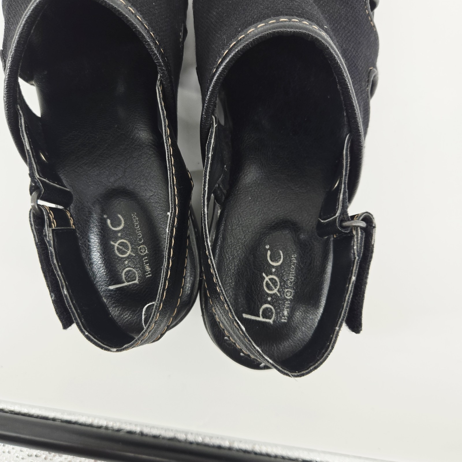 BOC Womens Clogs 7M Black Canvas Slingback Chunky Heels Platform Y2K Style