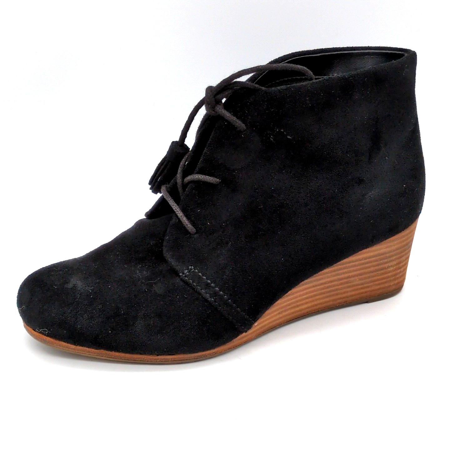 Dr. Scholl’s Boots Womens Dakota Black 9.5 Suede Ankle Shoes Wedge Memory Foam