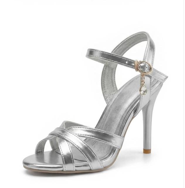 Womens Peep Toe High Heels Sandals Faux Leather Casual Party Dress Summer Shoes
