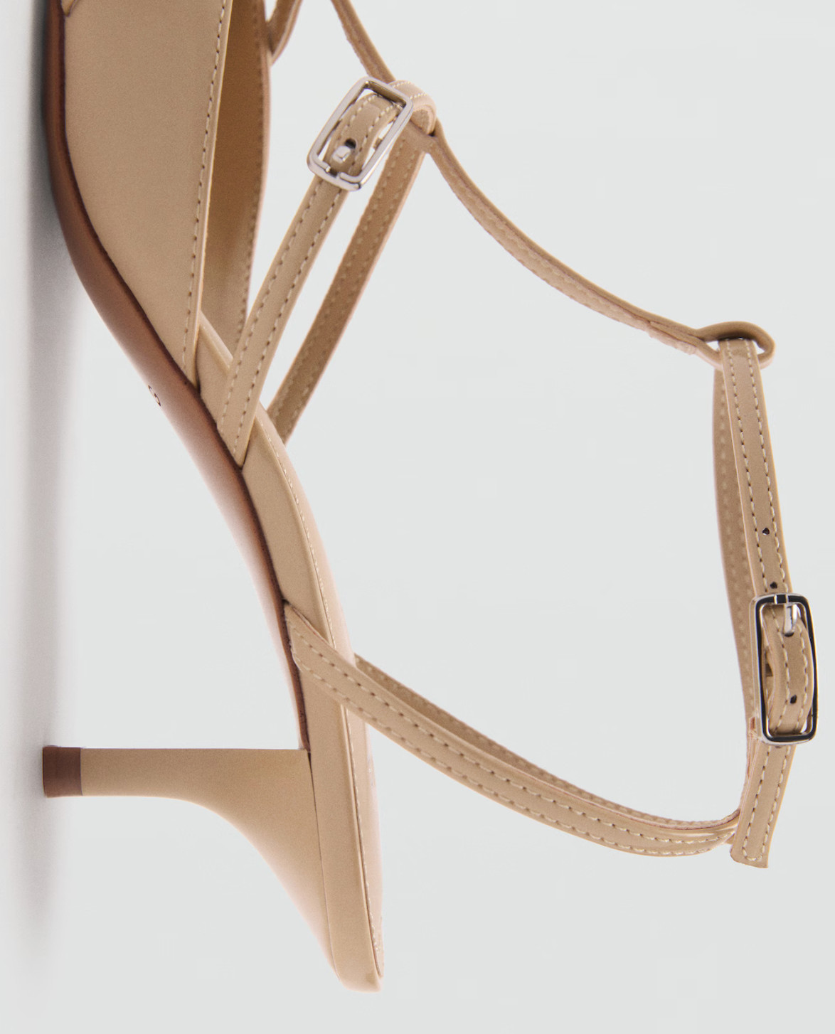 NEW MANGO MNG NUDE BUCKLE STRAPS HEELED HIGH HEEL SHOES SZ 38 7.5