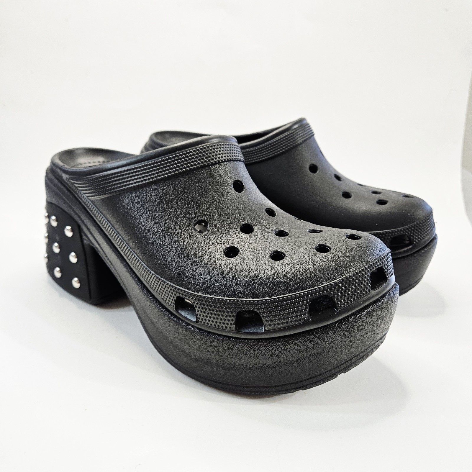 Crocs Siren Studded Black Platform Clogs Slides Women’s Size 11 Grunge Gothic