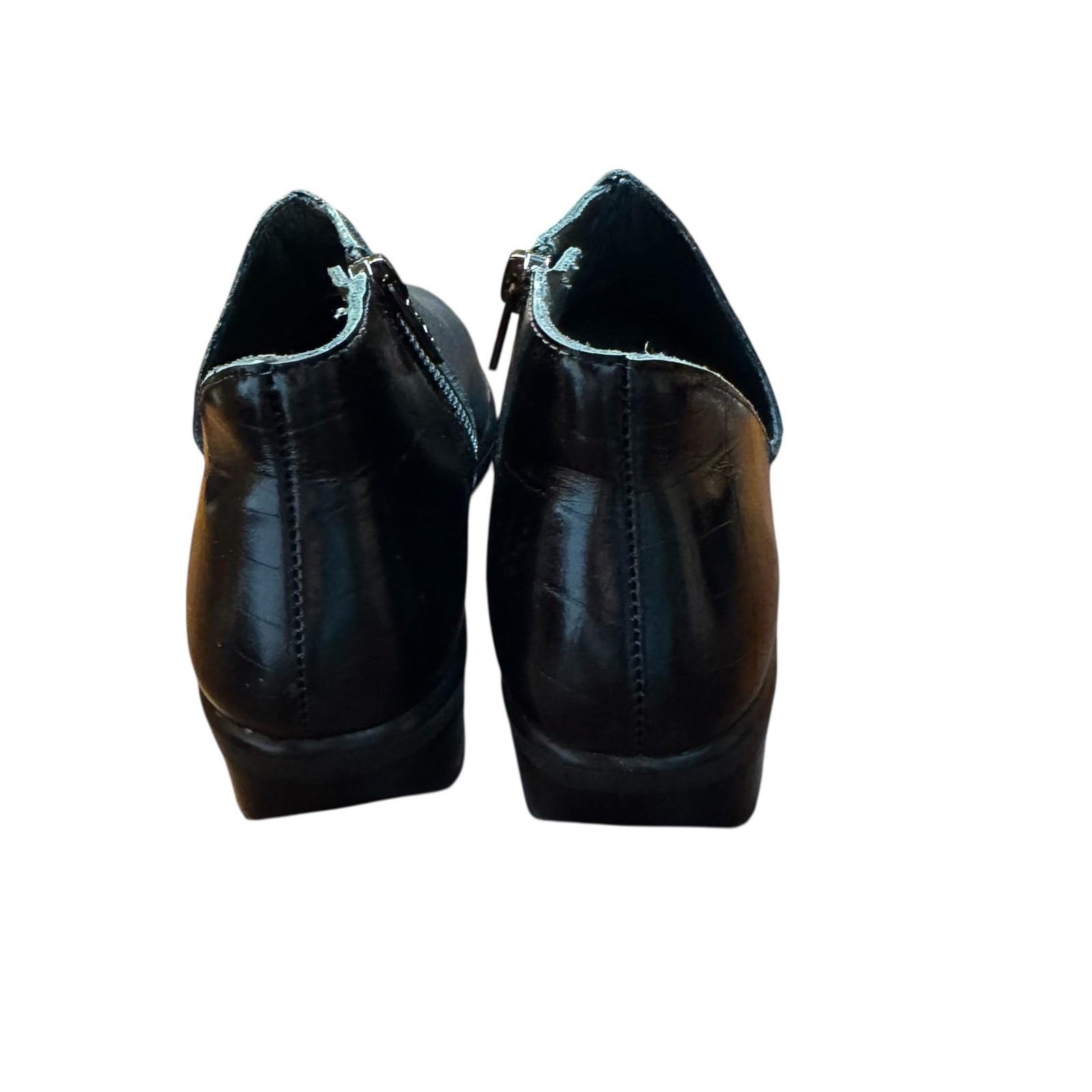 Naot Ankle Boots Womens Size 6 EU 37 Black Leather Side Zip Croc Embossed