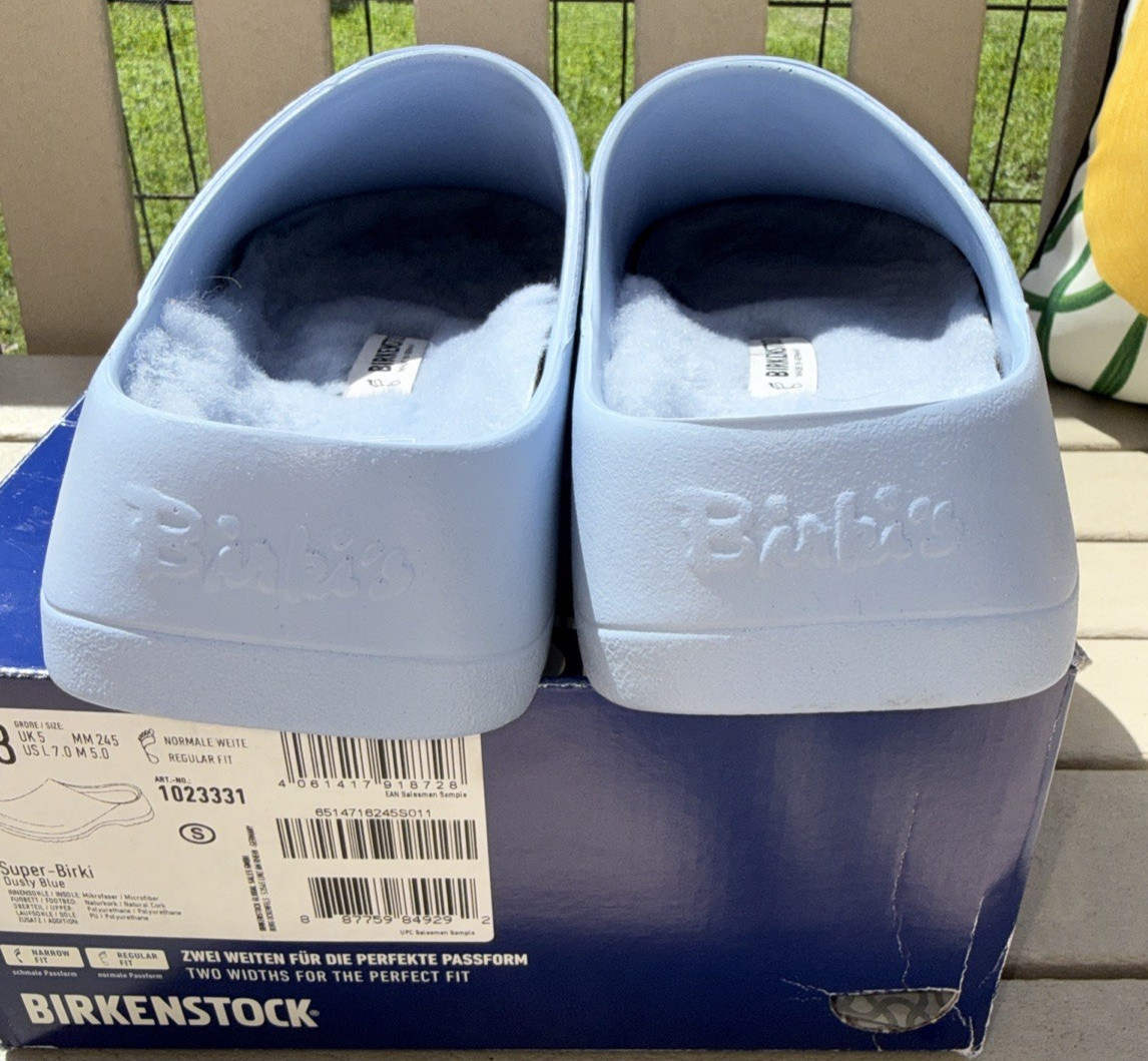 NWOB Birkenstock Super Birki Dusty Blue Shearling fur lining EU 38 US 7-8