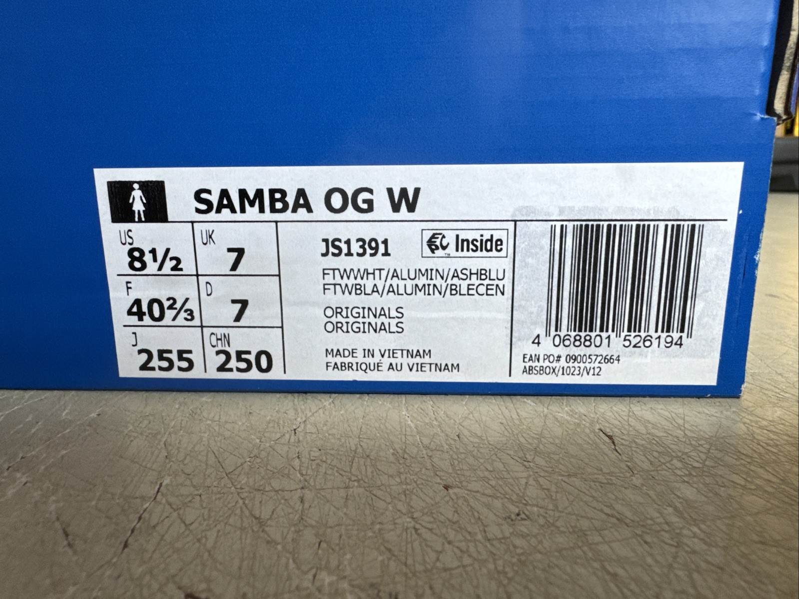 PICK SIZE – Adidas JS1391 Women’s Samba OG White Alumina Ash Blue Sneakers