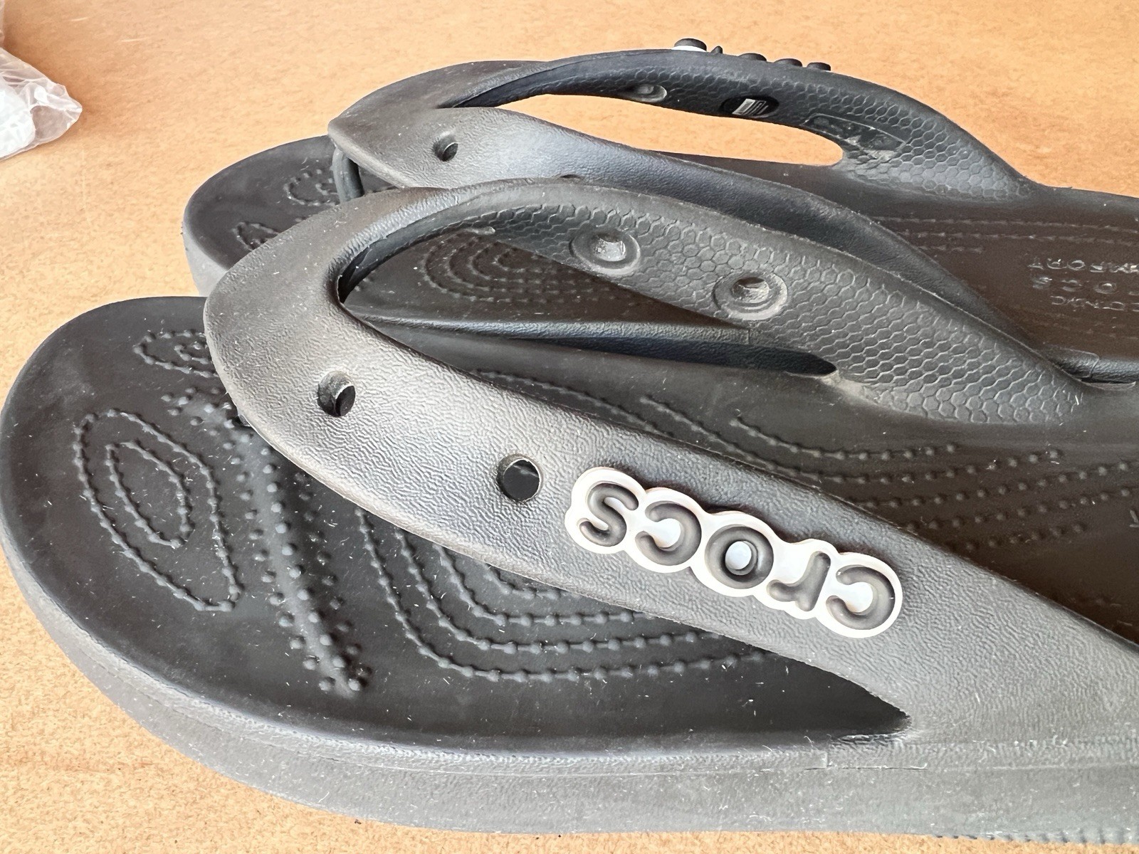 Crocs Bayaband Flip Flop Slip On Sandals Black Women 9 Summer Waterproof W/Logo