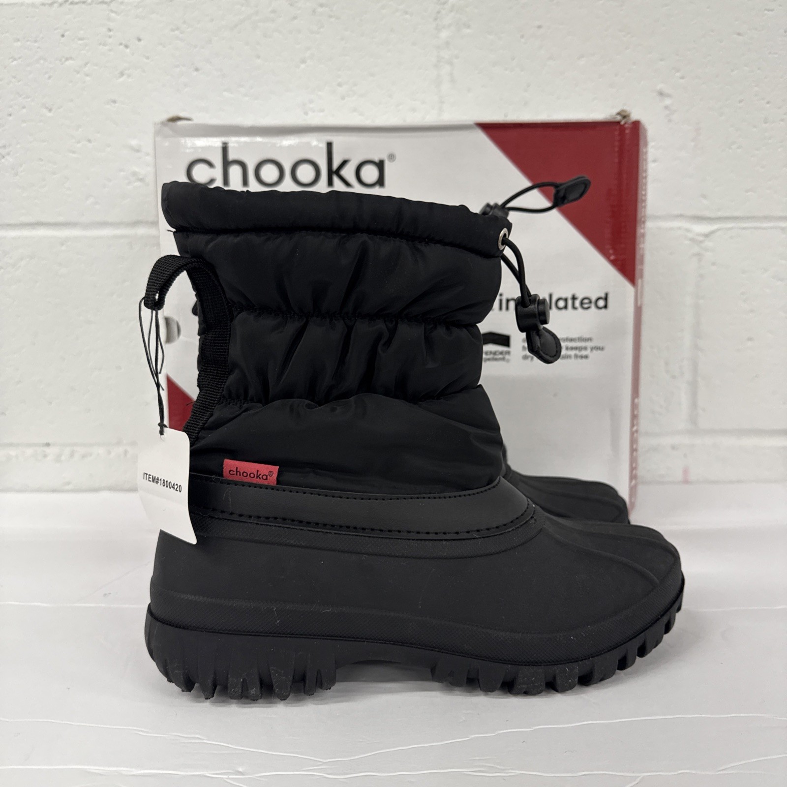 New in Box Chooka Women’s Size 7 Insulated Nylon Puffer Snow Boots Black