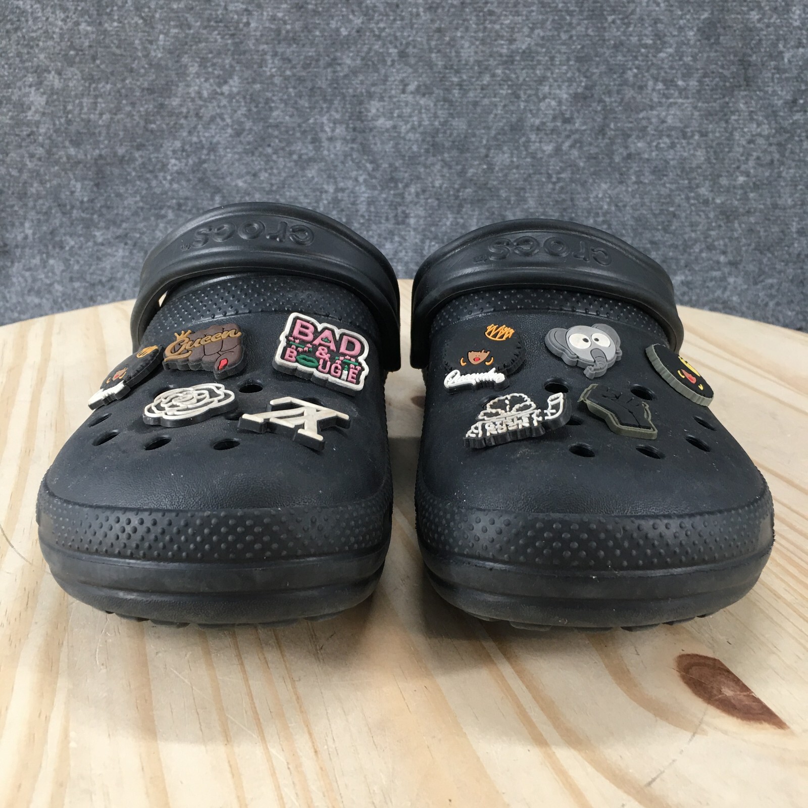 Crocs Shoes Mens 5 Womens 7 Classic Clog Black Rubber Faux Fur Queendom 203591