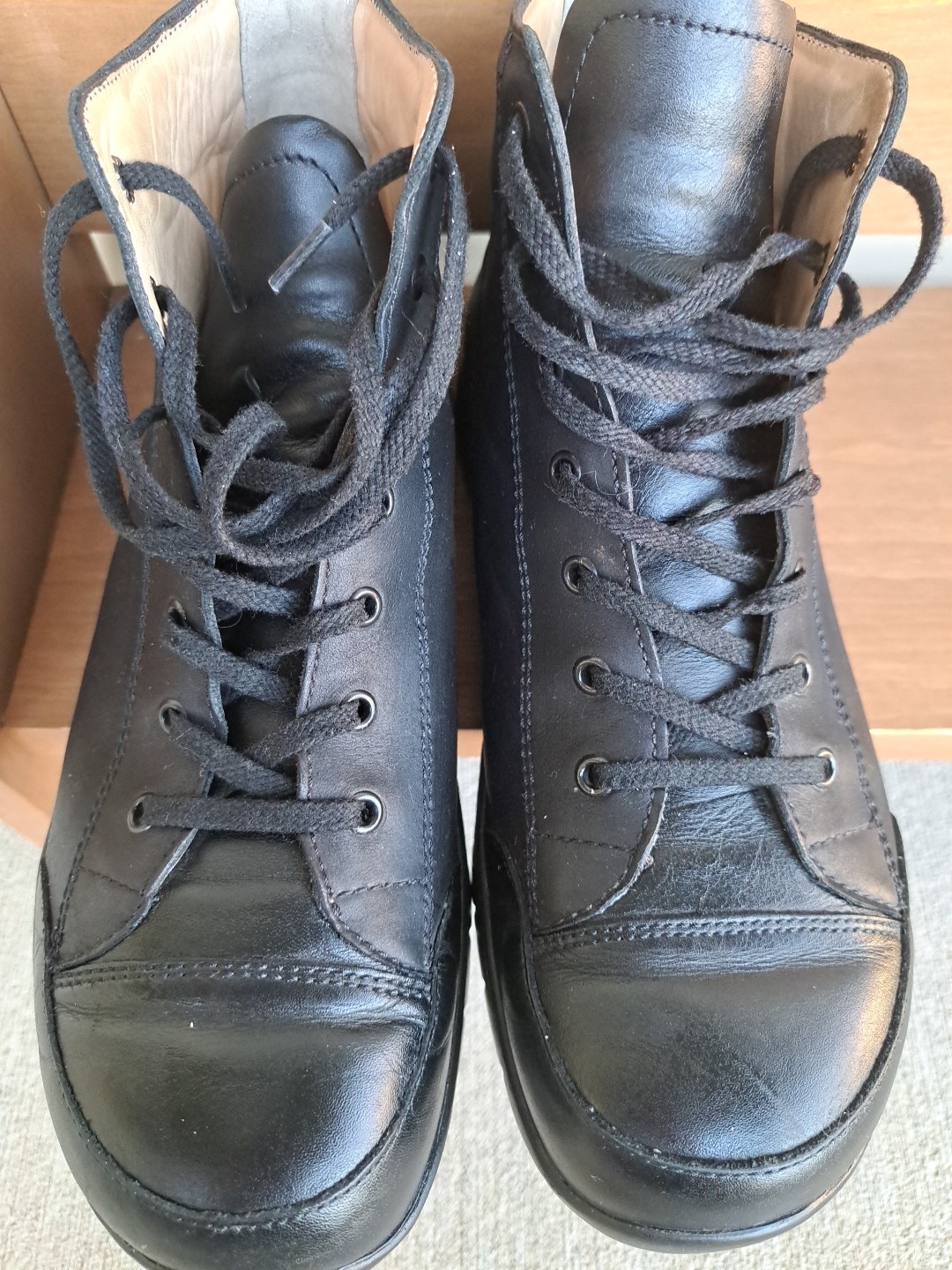 Finn Comfort Leather High Top Boots Sneakers Black Unisex W 9.5 / M 7.5 Germany