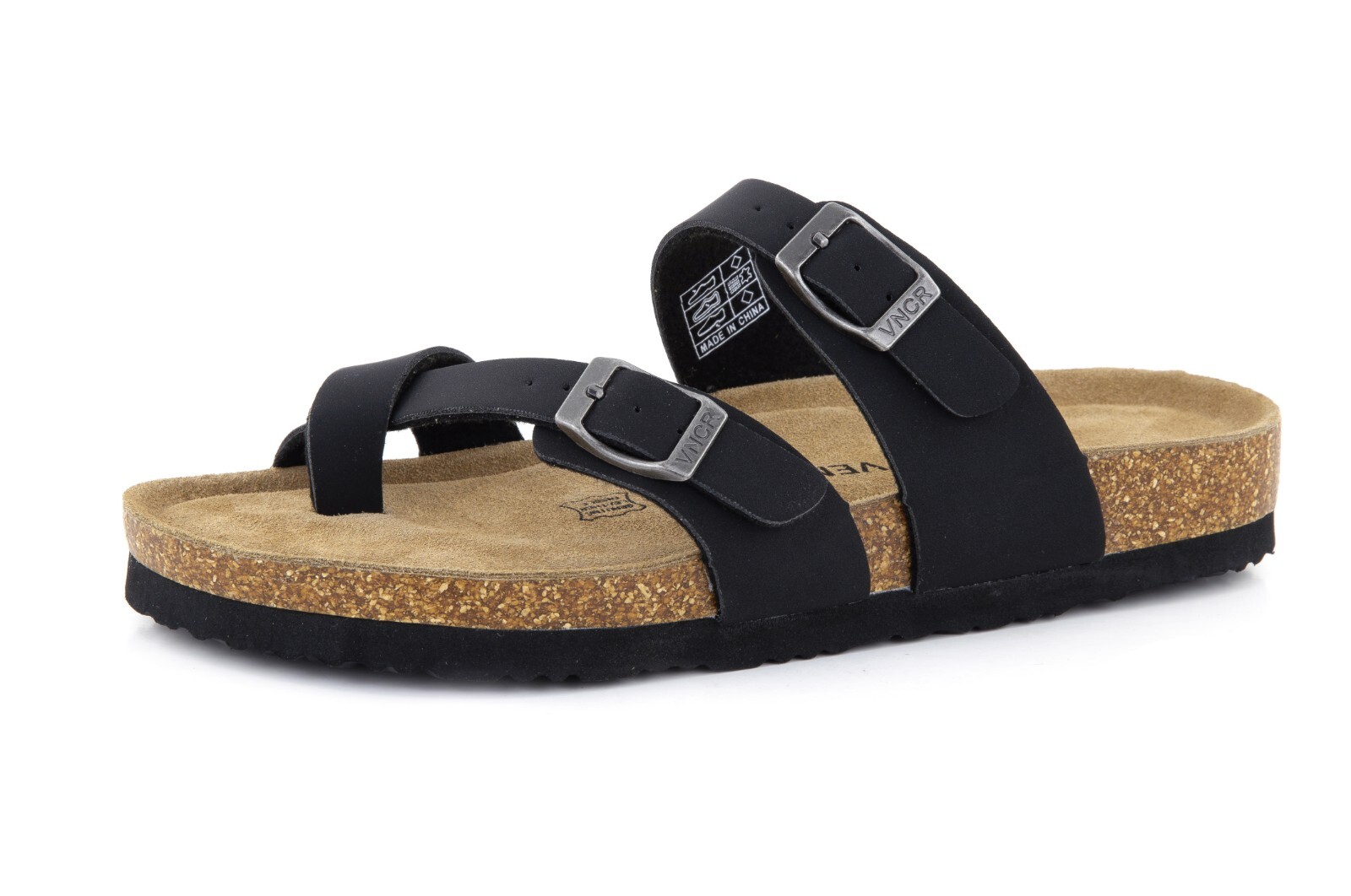 Women Open Toe Comfortable Slide Sandals Cork Footbed Slip On Flat Sandals Arena