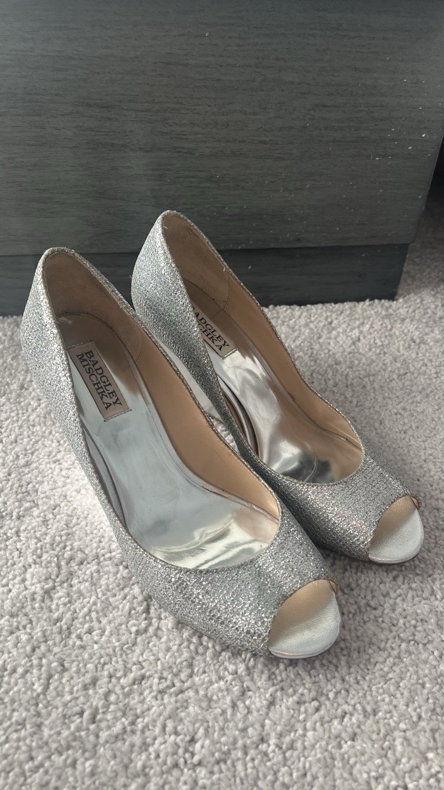 Badgley Mischka Women’s Silver Wedges Size 8.5