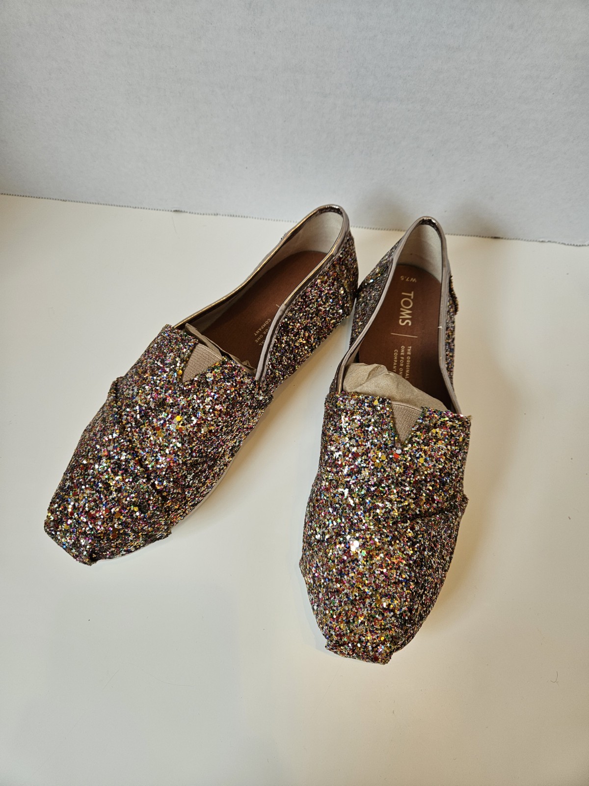 NEW TOMS 7.5 Limited Edition Multi Party Glitter Classic Alpargata Shoes No Box