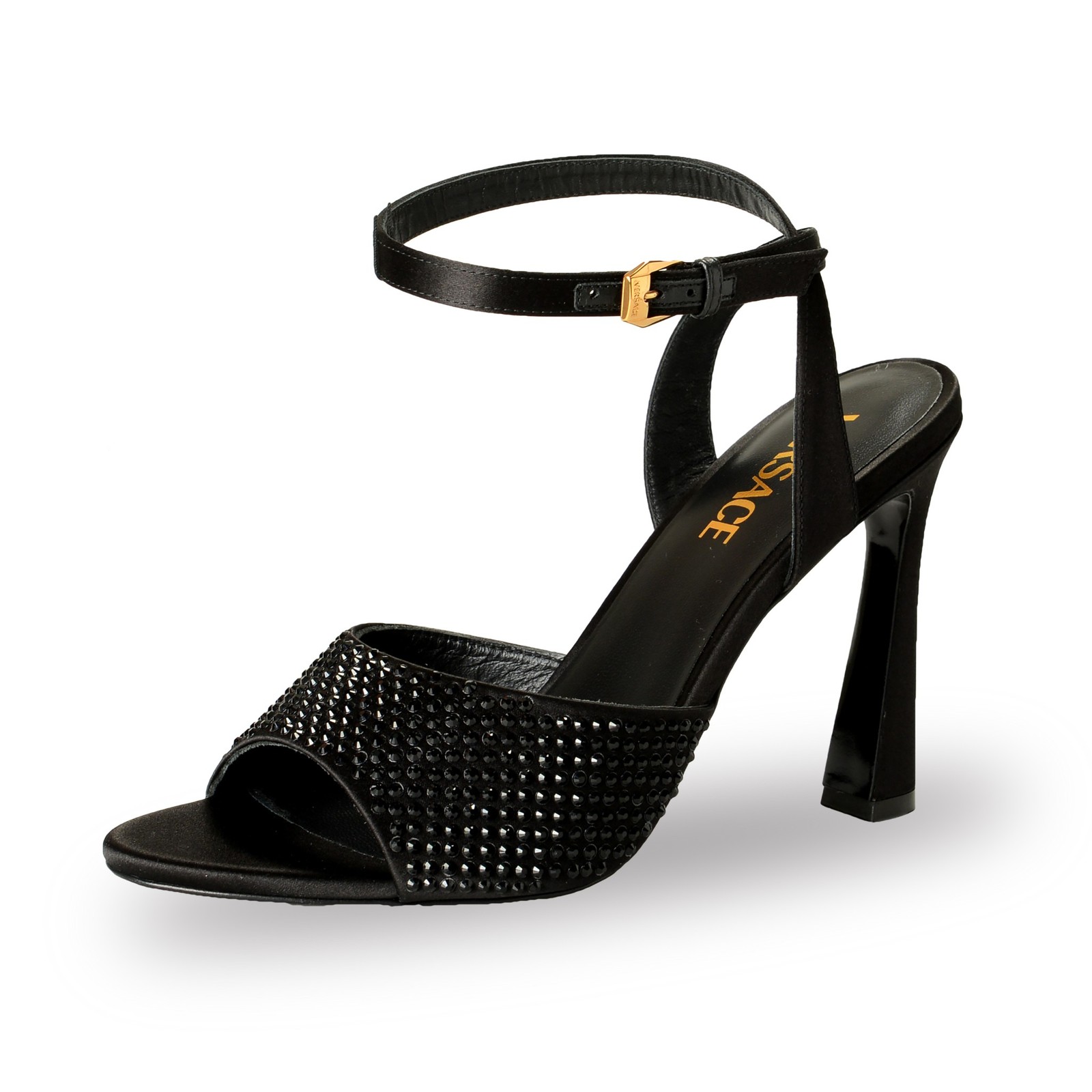 Versace Women’s Strass & Gold Medusa Ankle Strap Heeled Sandals Shoes US 6 IT 36