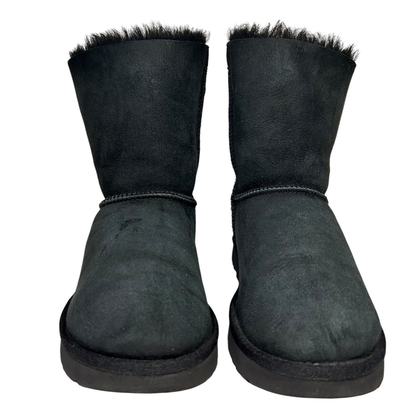 UGG Bailey Bow II Black Suede Triple Bow Winter Boots 1016225 Womens 8