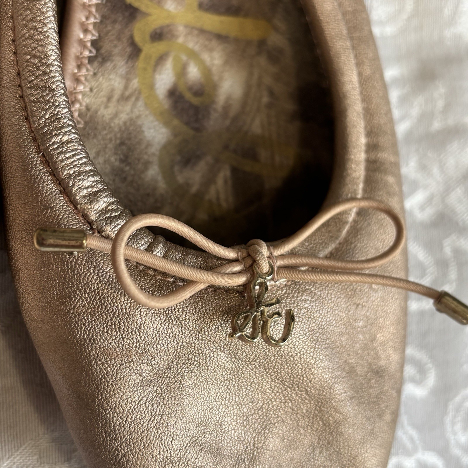 Sam Edelman Ballet Flats 8.5 Womens FELICIA Pink Champagne Color Leather VGC