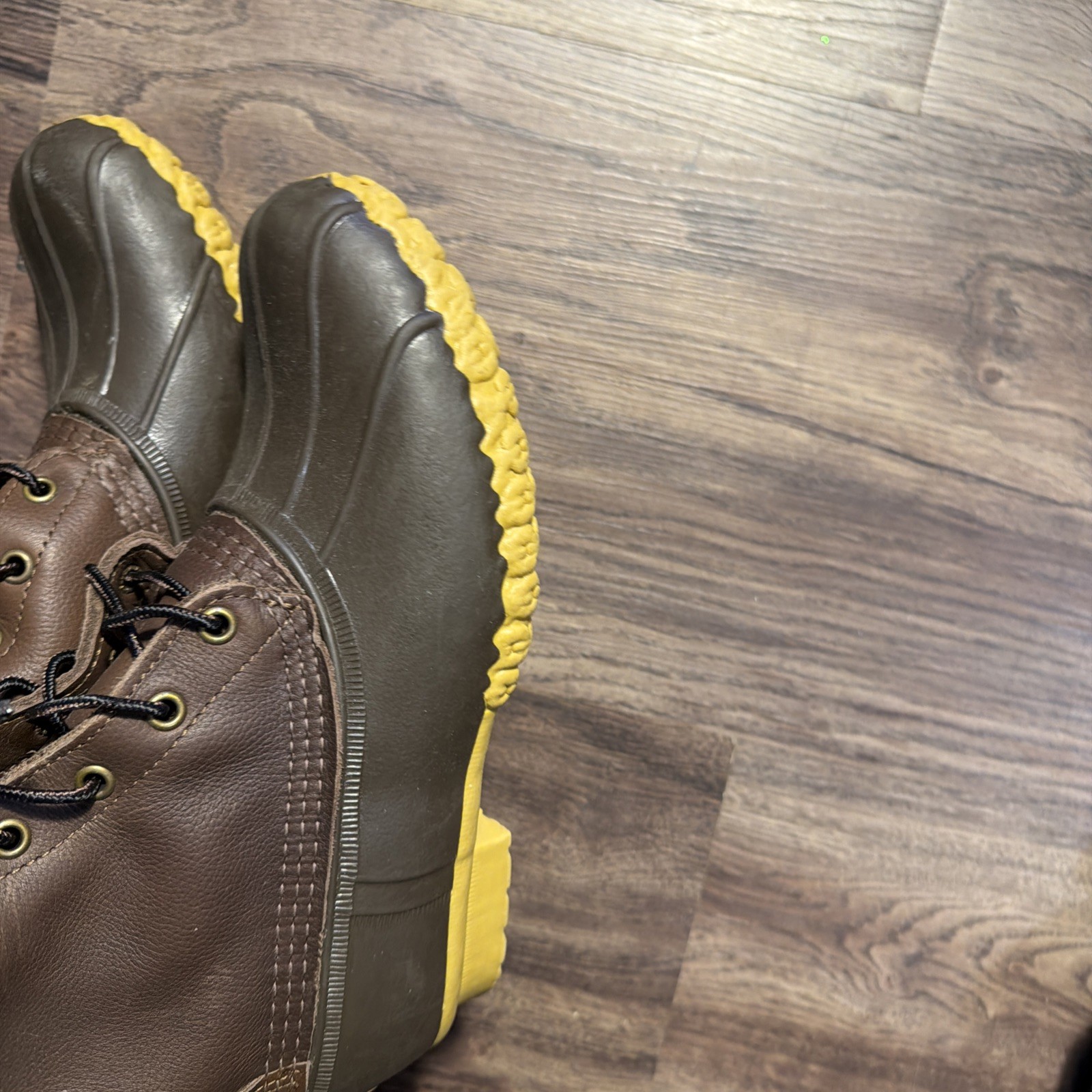 LL Bean Women’s Brown Unlined Ankle Duck Boots 8″ Leather Lace Up Size 9 M New