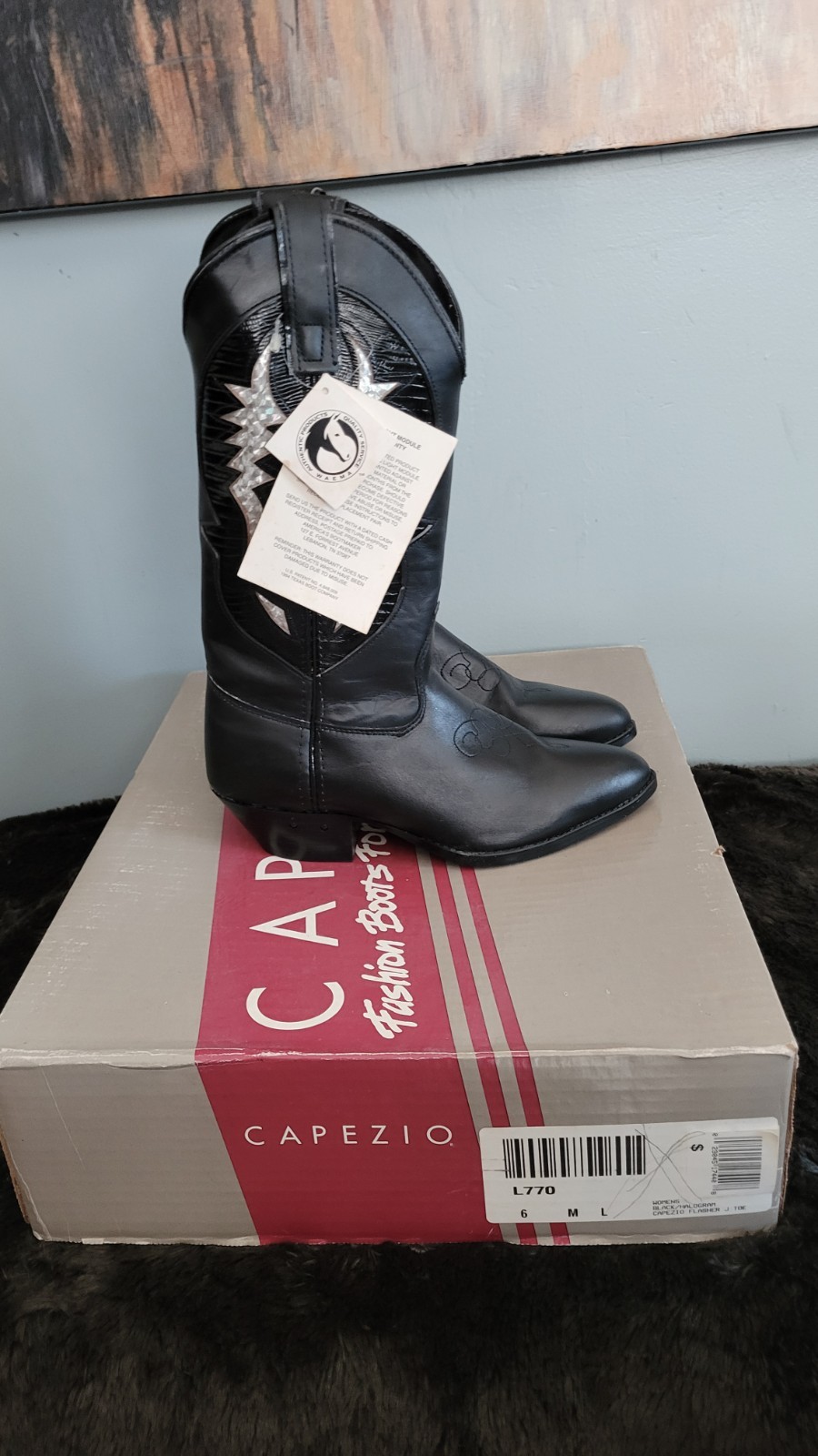 Vintage Capezio Flasher LED Western Boots Womens 6M Black Hologram Light Up…