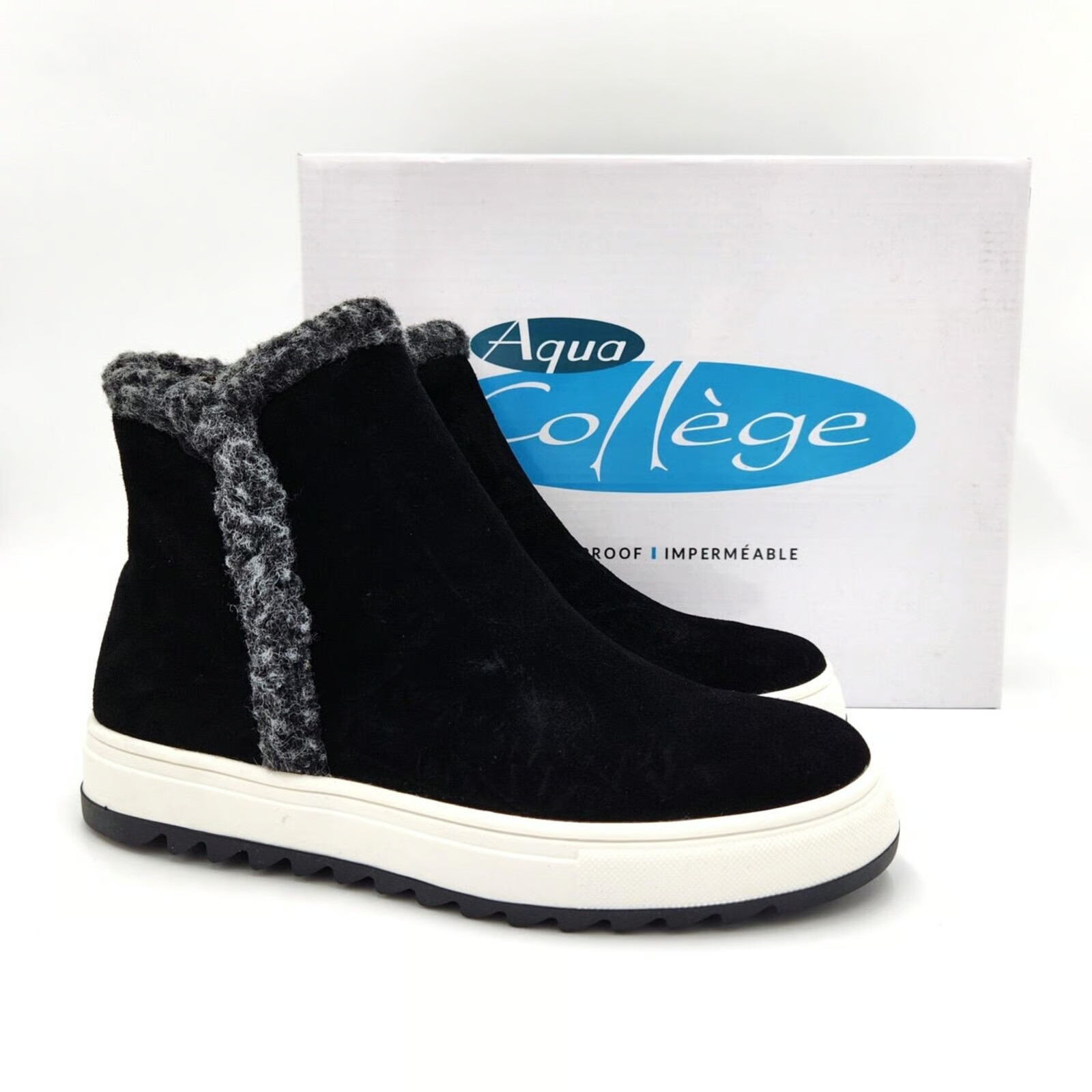 Aqua College Womens Sonia Waterproof Sneak BLACK Suede 6M