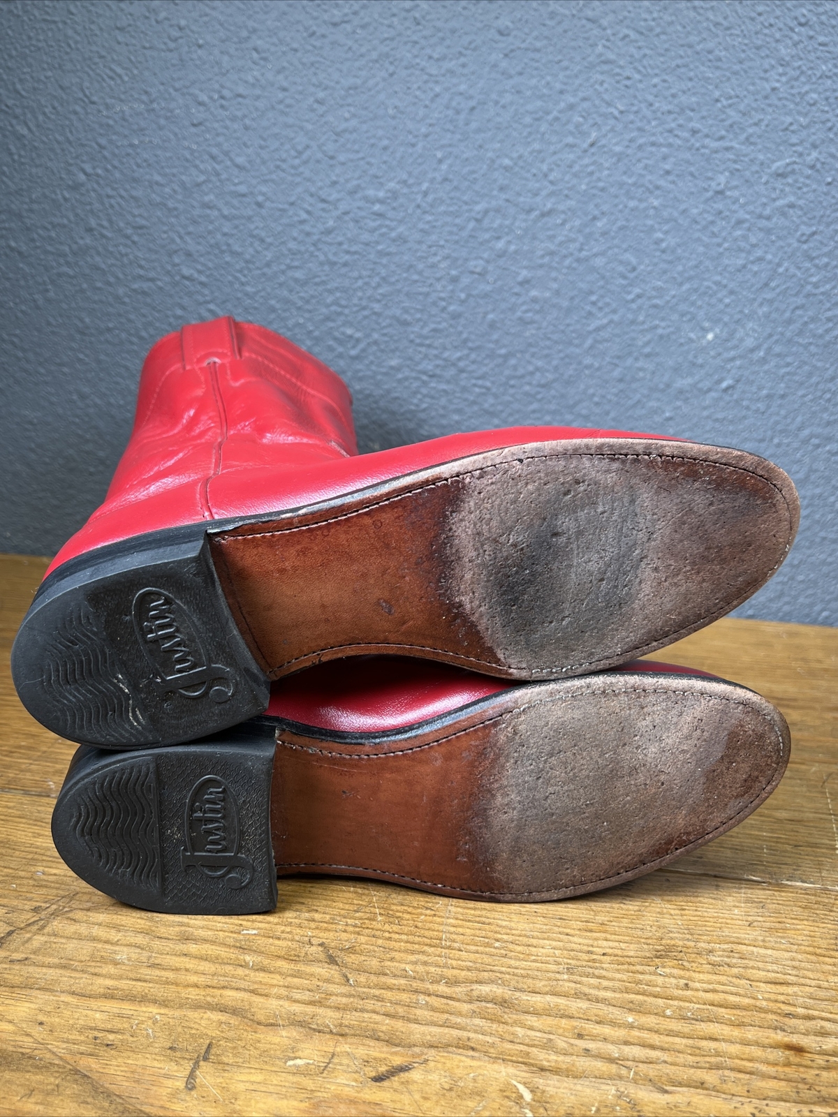 JUSTIN Western Boots 59794 3 Red Side Zip Women Sz 6 B Made In USA 90’s Vintage