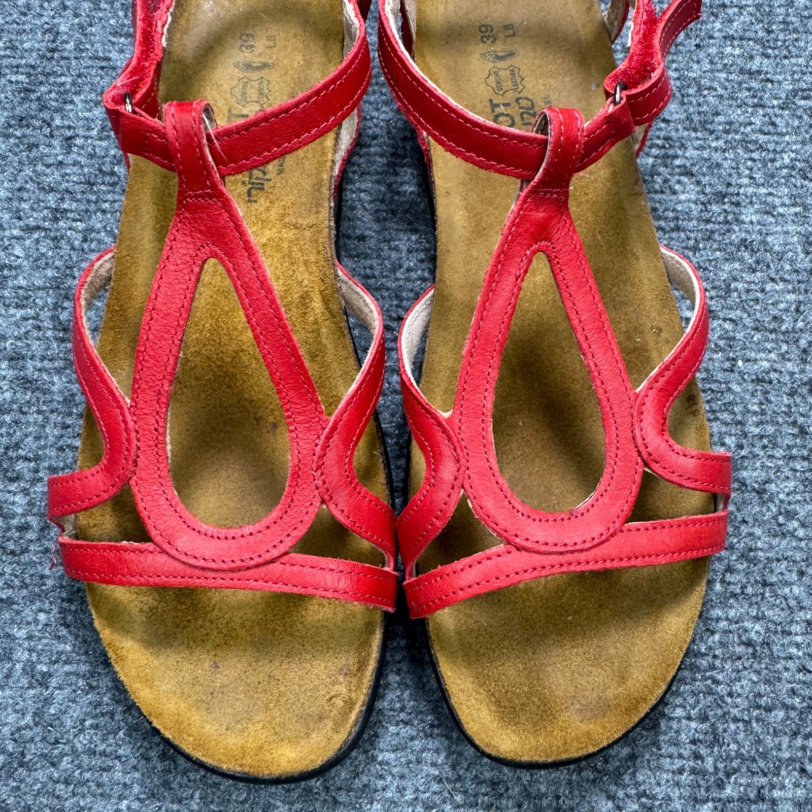 Naot Dorith Sandals Womens 8 Red Leather Strappy Slingback Cushion