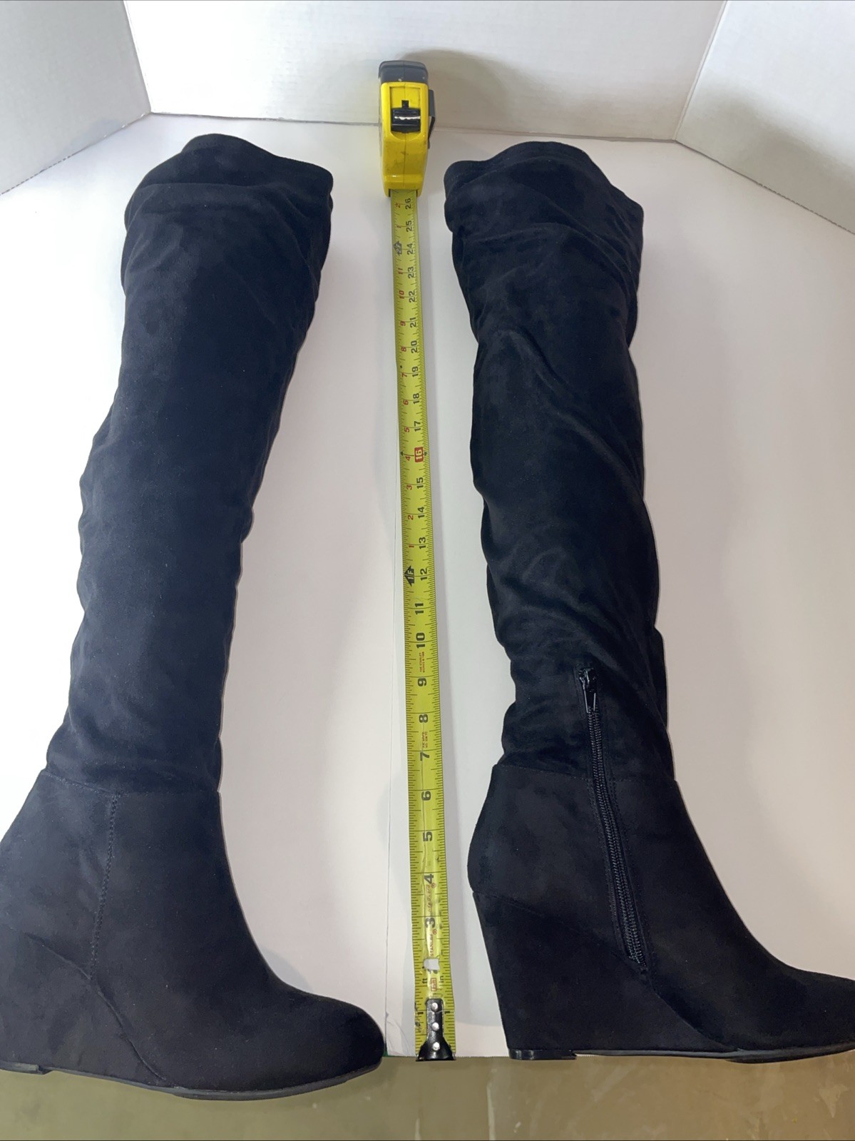 Von Maur Chinese Laundry Thigh High Boots Ultra Black Suedette Size 7.5 New/box