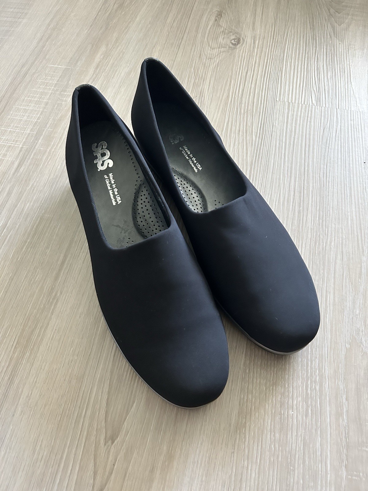 SAS Bliss Women Black Slip On Comfort Shoes Tripad Made USA Leather No Box