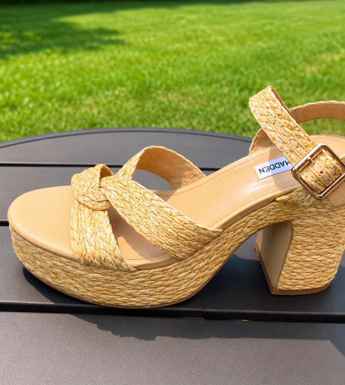 Steve Madden Raffia Platform Block Heels | Women’s Size 8.5