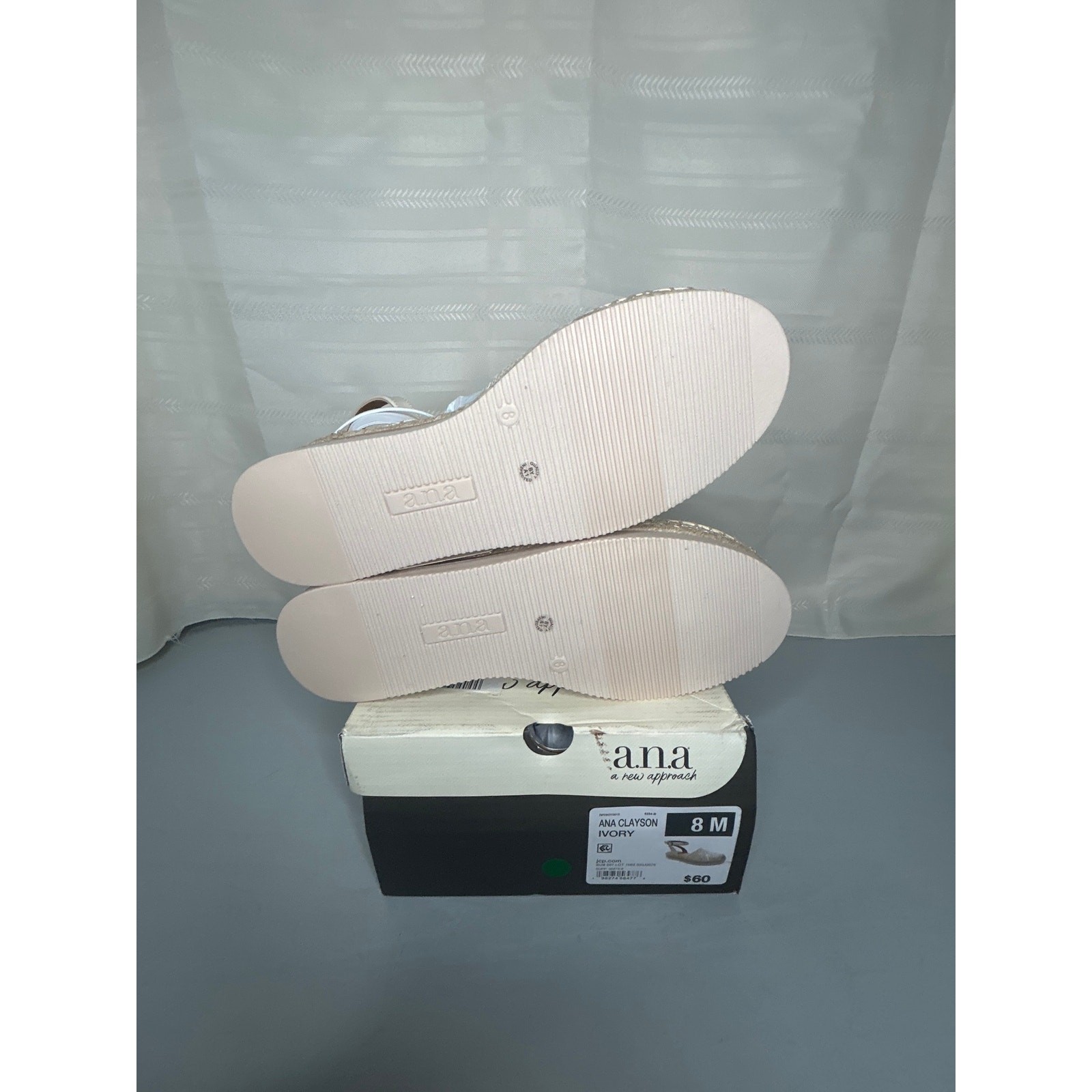 a.n.a Clayson Espadrille Wedge Sandal Ivory Size 8 M Open Toe Slip-On Summer