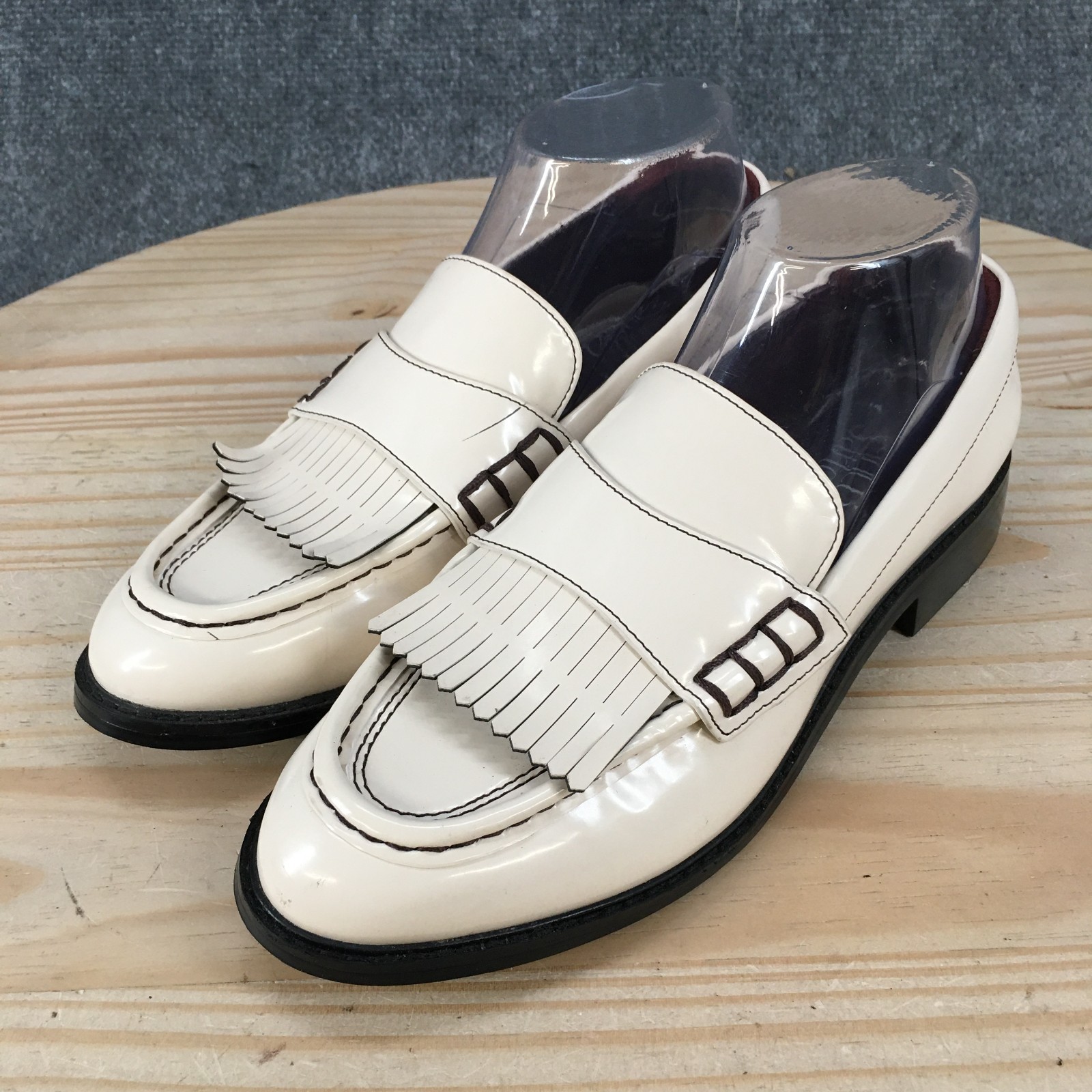 Franco Sarto Alonzo Kiltie Penny Loafer Shoes Womens 7.5 M Casual Leather Cream