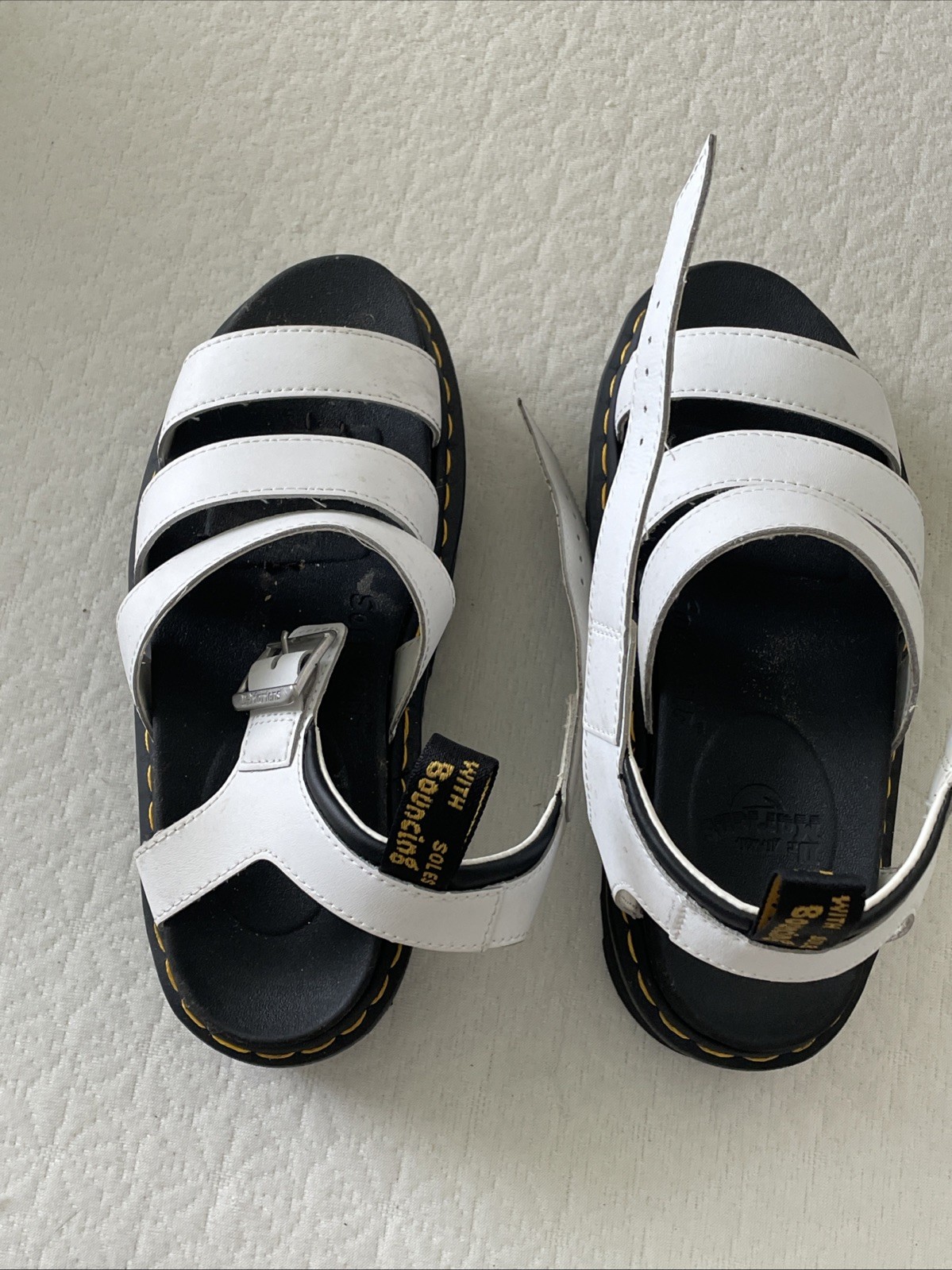 Dr Martens Blaire Quad White Hydro Leather Platform Sandals Strappy Women US 7
