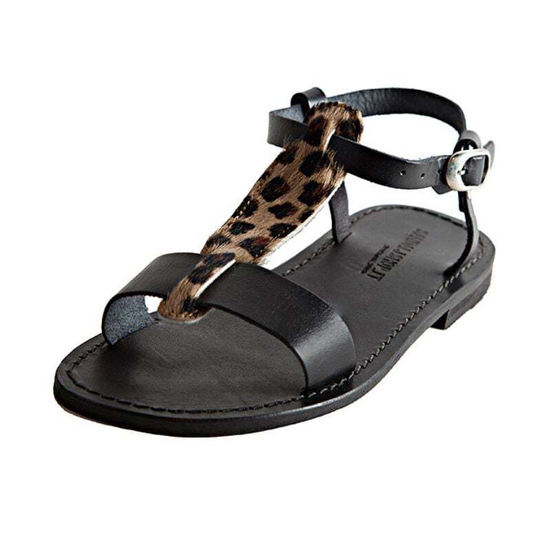 Women’s Leather Sandals Black and Spotted Handmade Size 36-37-38-39-40-41 Star