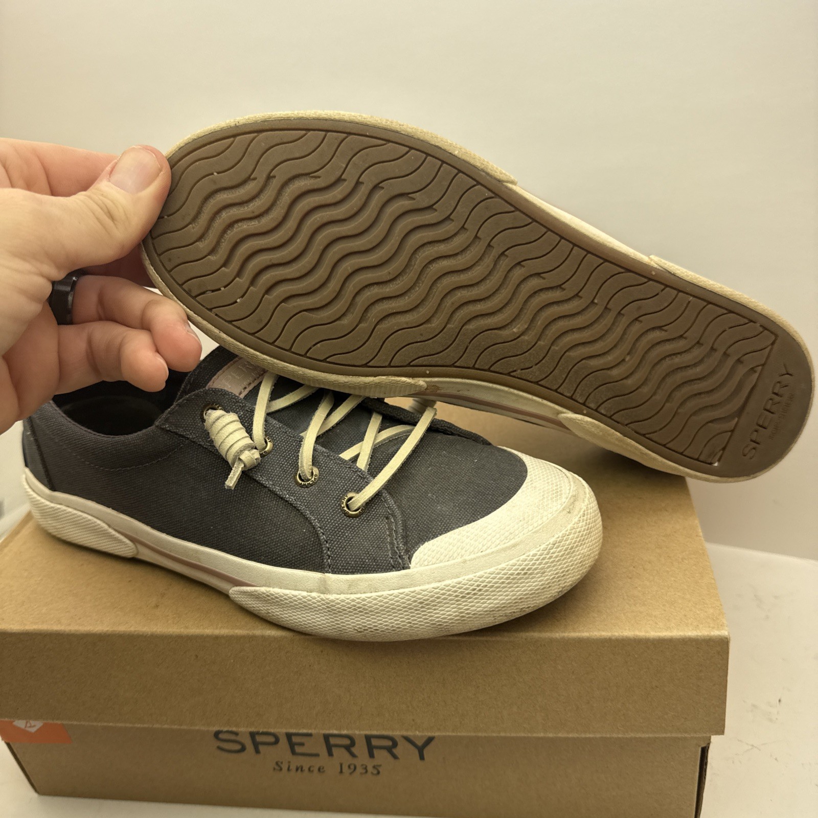 Sperry Women’s Pier Wave LTT Canvas Sneaker STS85891 Gray Size 7.5