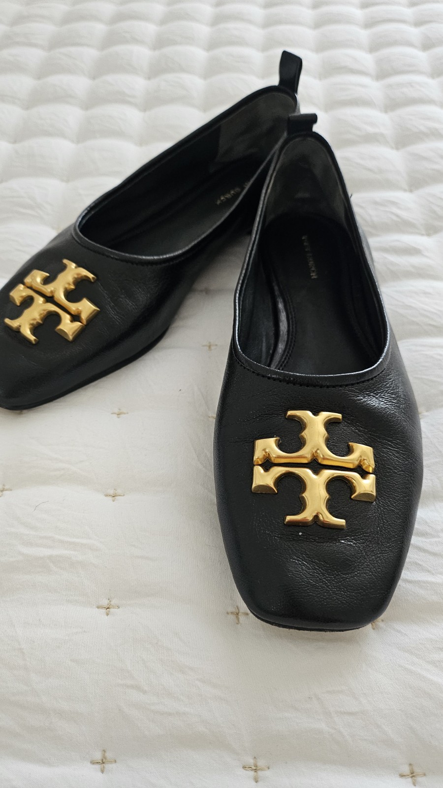 Tory Burch Eleanor Ballet Flat Black Leather Women’s 8.5