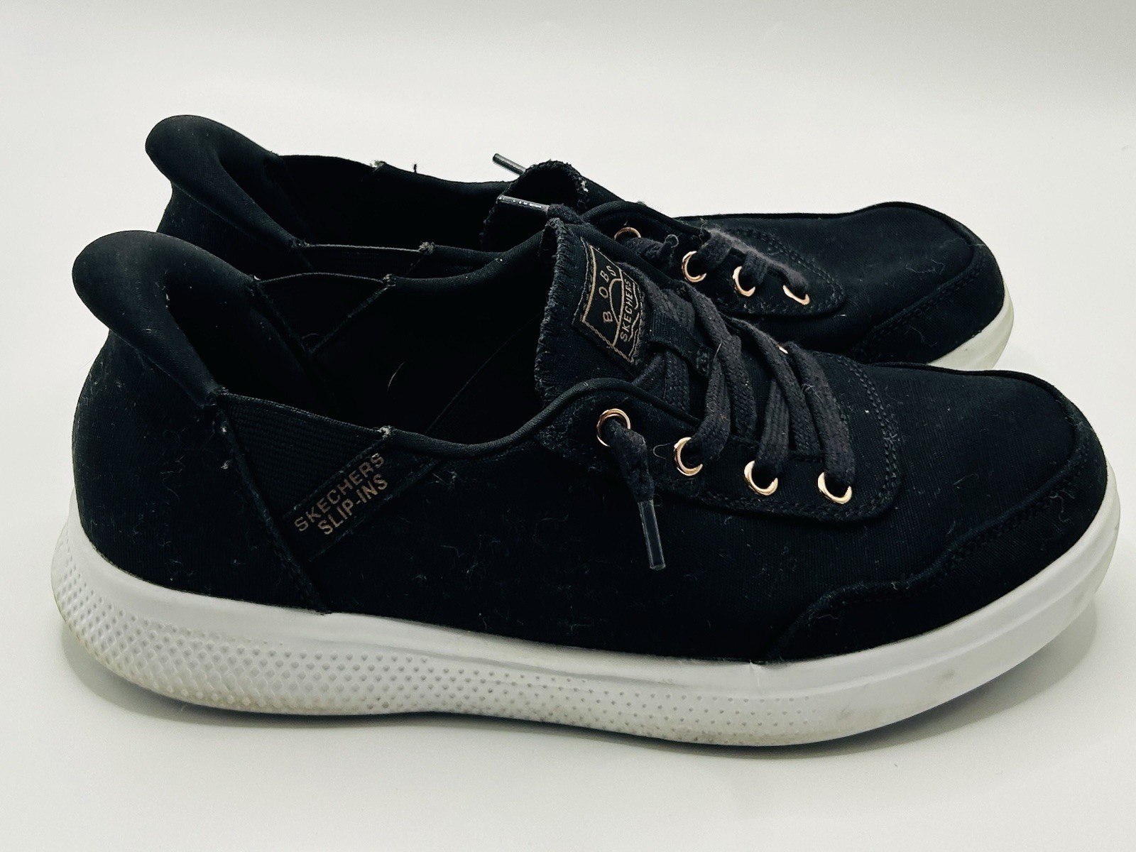 Skechers Bobs Slip Ins Shoes Women’s Size 7 Black Memory Foam Sneakers 114815