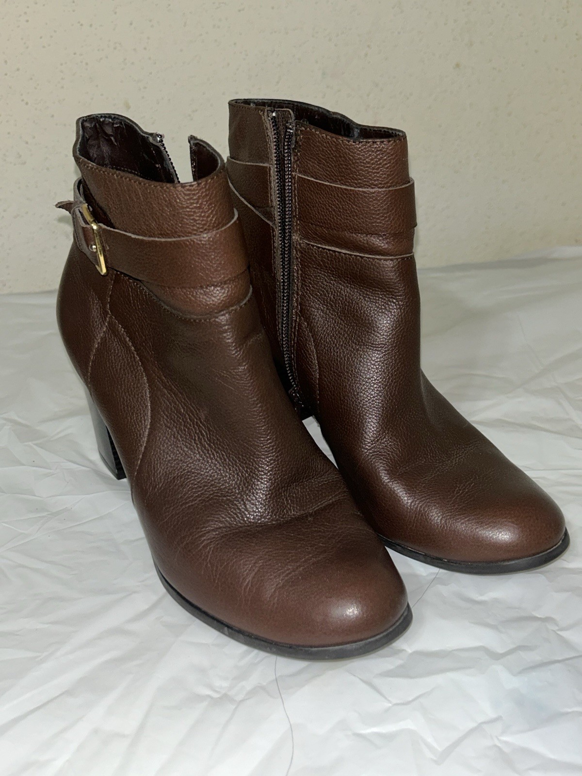Cole Haan Signature Grand OS Brown Leather Ankle Boots Size 8.5B Side Zipper