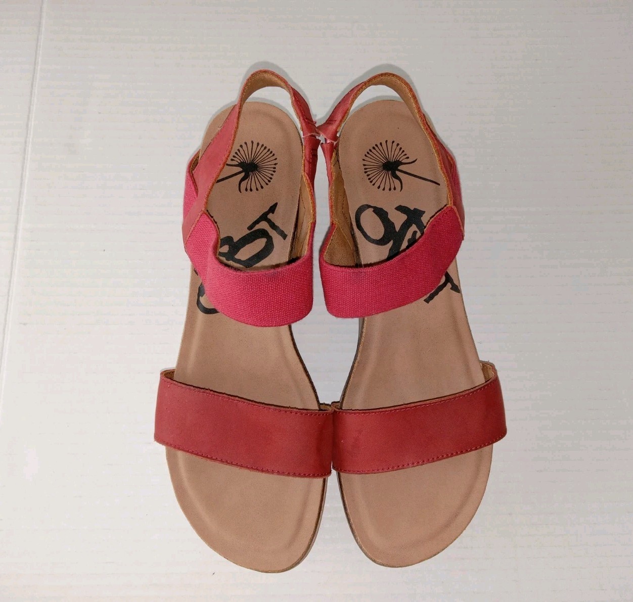 OTBT Bushnell Red Leather Wedge Stappy Sandals Shoes Womens 9.5