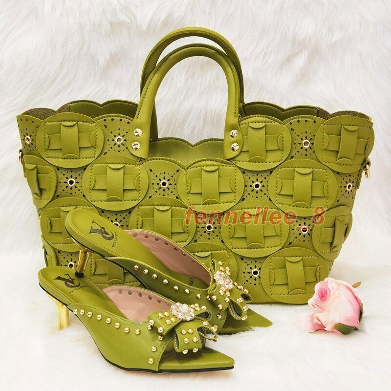 Shoes and Bag Set Sets Green Shoes with Matching Bags Royal Wedding Party