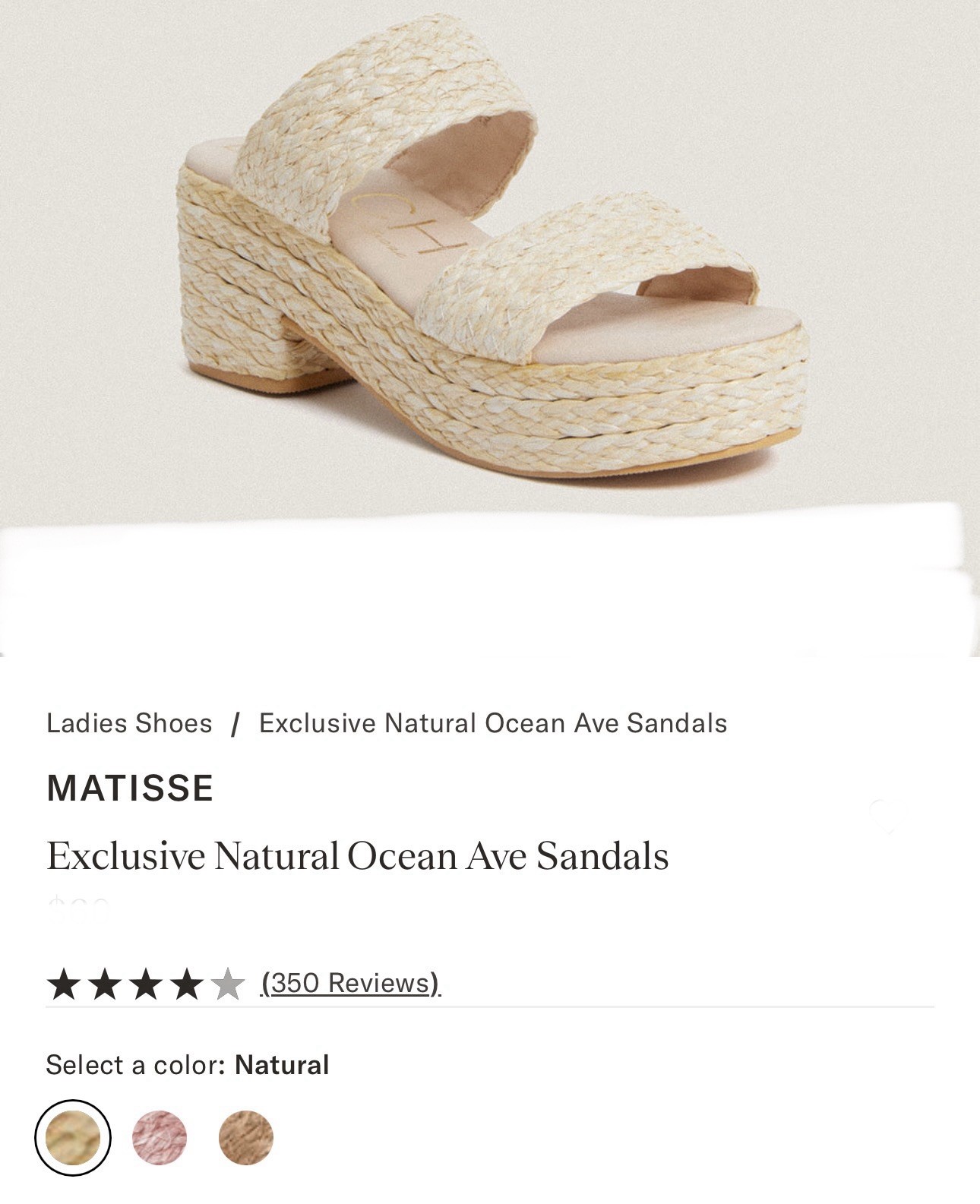 Matisse Raffia Platform Sandals Women’s Block Heel Slides Size 8 US NEW!