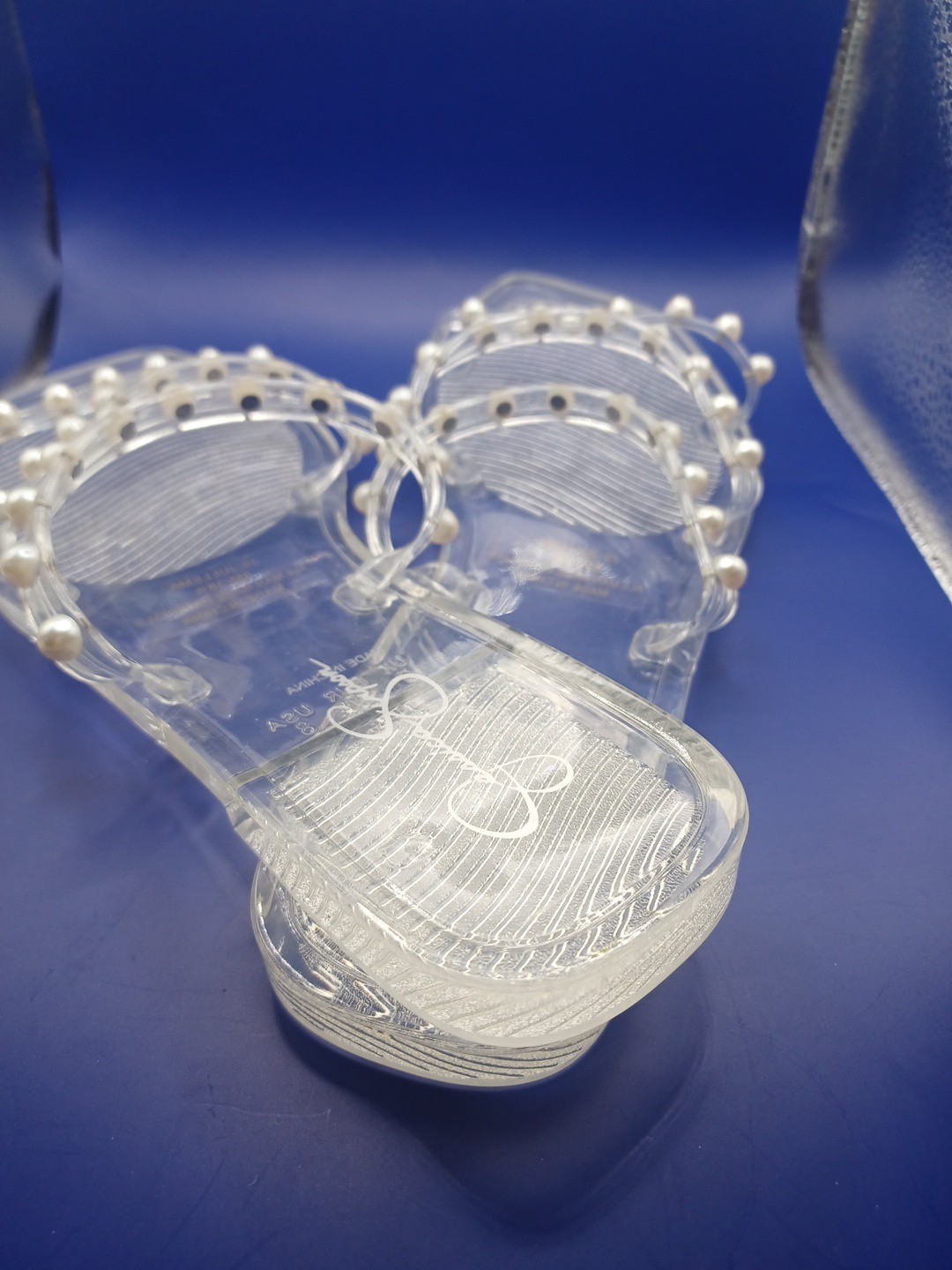 Jessica Simpson Jullema Clear Jelly Pearl Slide Sandals Size 8M