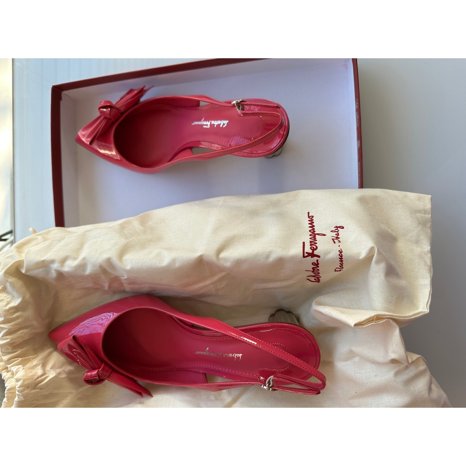 Salvatore Ferragamo Aulla 55 Patent Leather Slingback Pumps