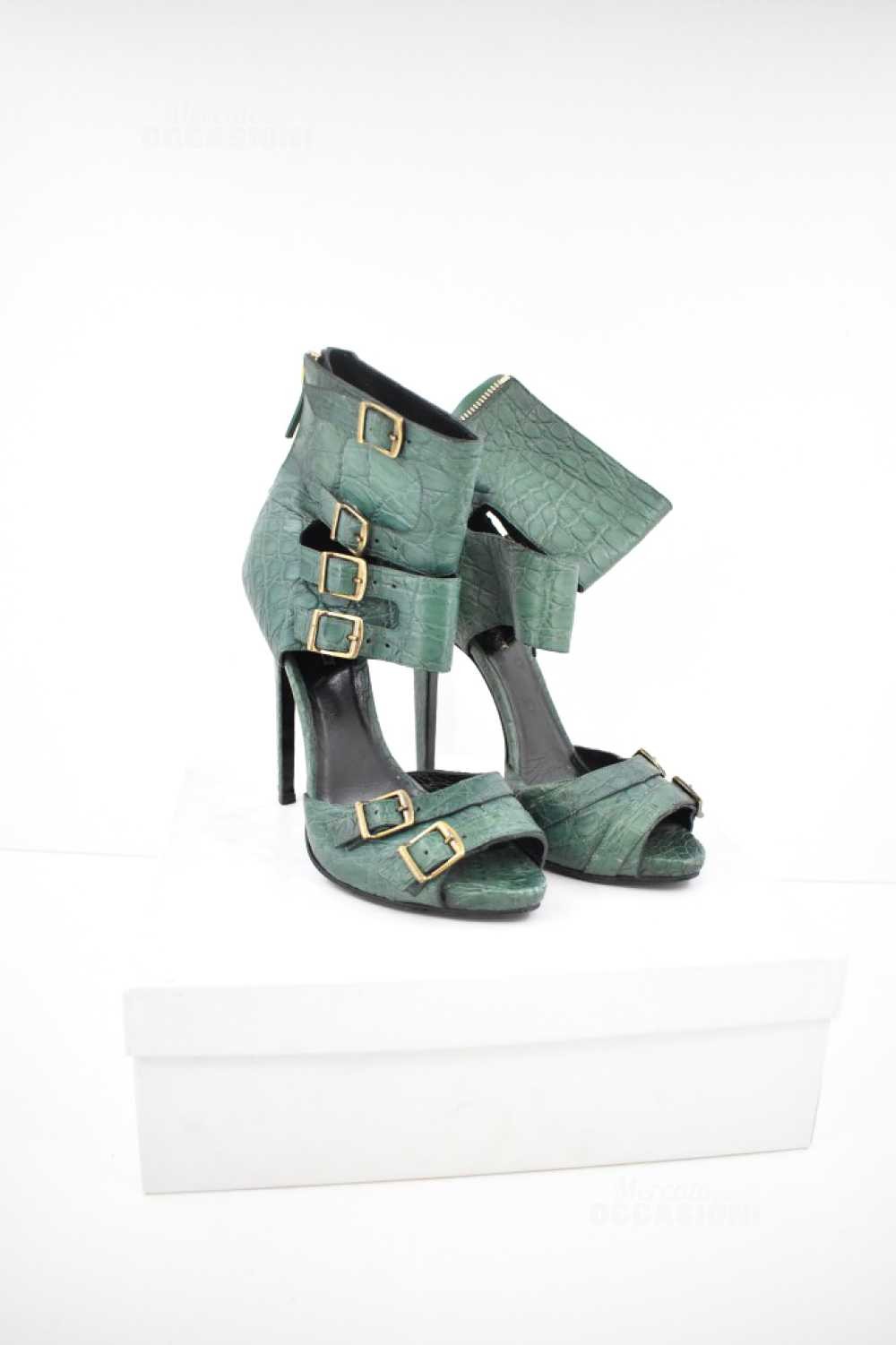 Emilio Pucci Women’s Green Sandals, Size 40, 14 Cm Heel, Real Leather Cocco