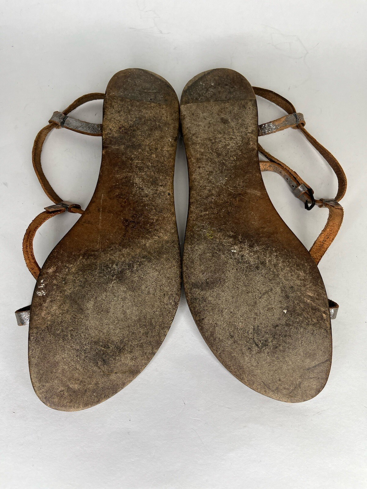n.d.c. Made by Hand Sandals Women 41US 10 Shoes T-Strap Silver Slingback Strappy