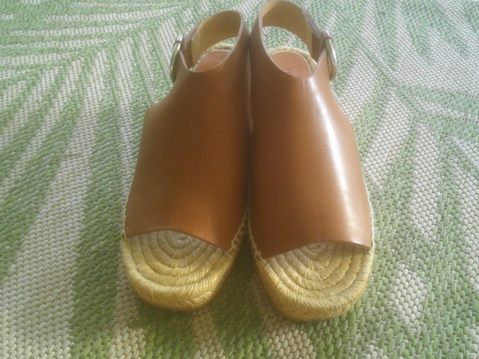 Rag & Bone Tan Leather Calla Espadrille Sandals O-ring Buckle 37.5 US 7.5 NWOB