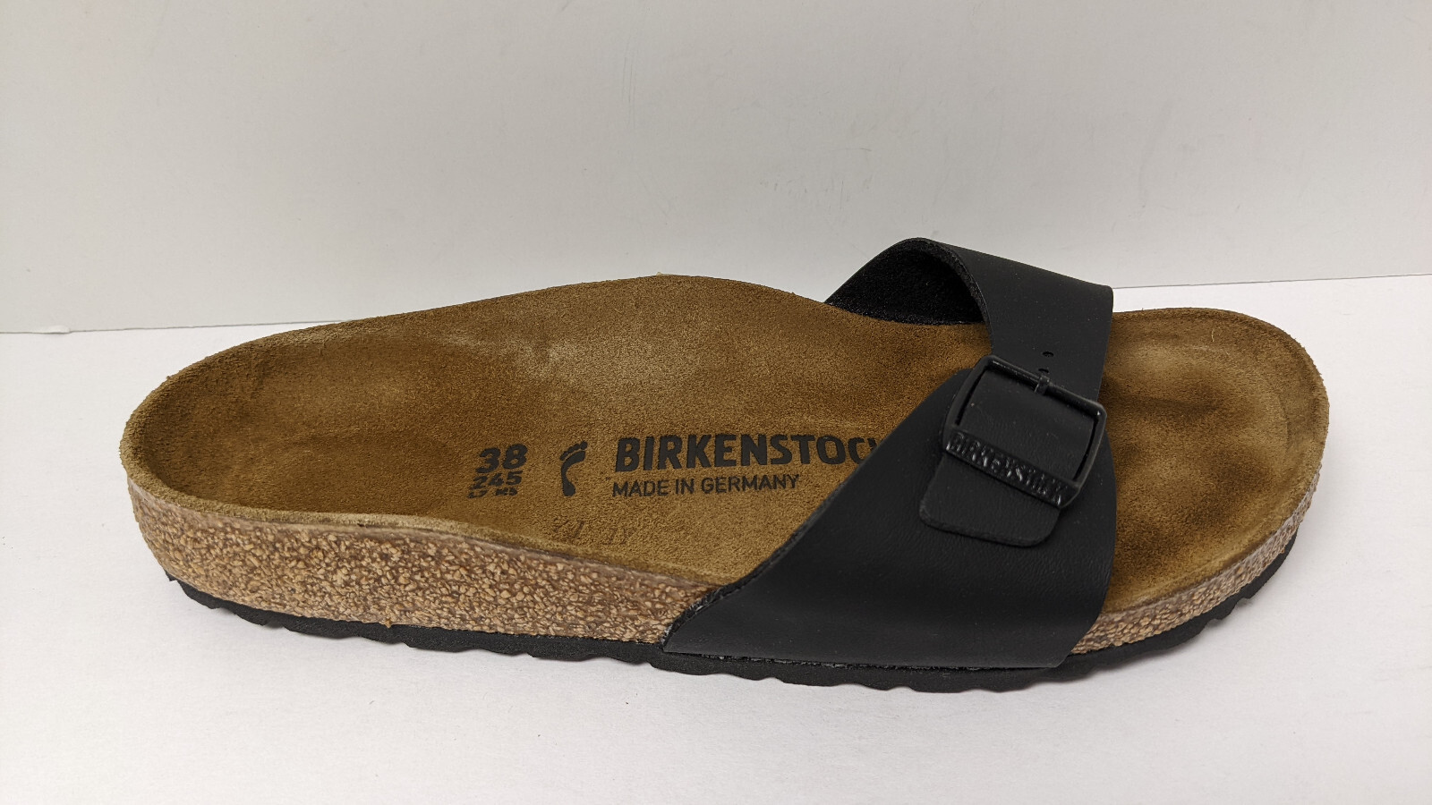Birkenstock Madrid Slide Sandals, Black, Women’s 38 EU Narrow (US 7)