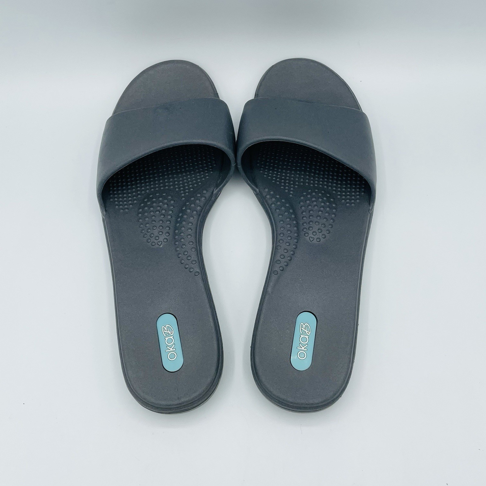 Women’s Size 8.5-9.5 (ML) Oka B Sandals Gray Comfort Heel Beach Made In The USA